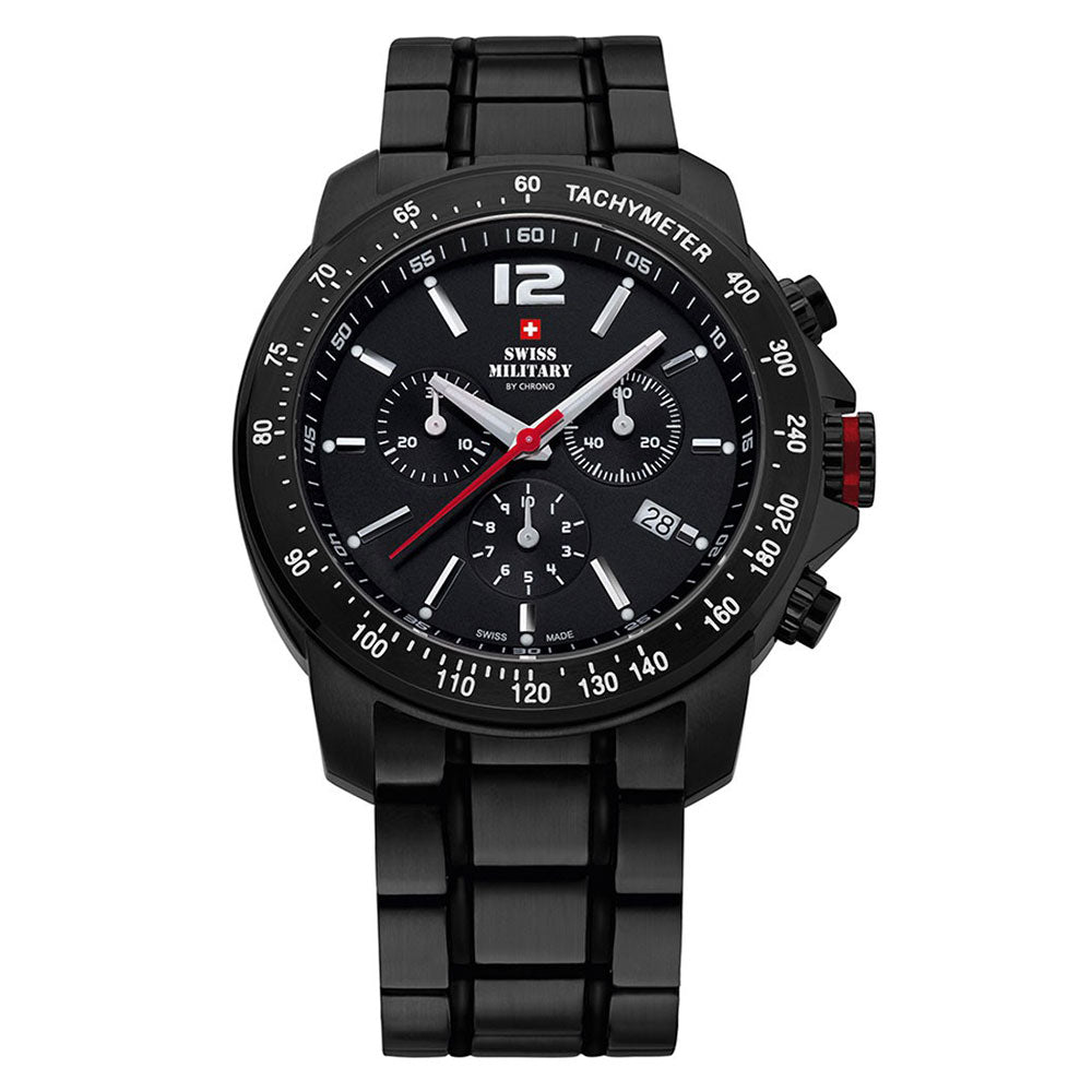Swiss Military Black Steel Chrono Men's Watch - SM34033.03