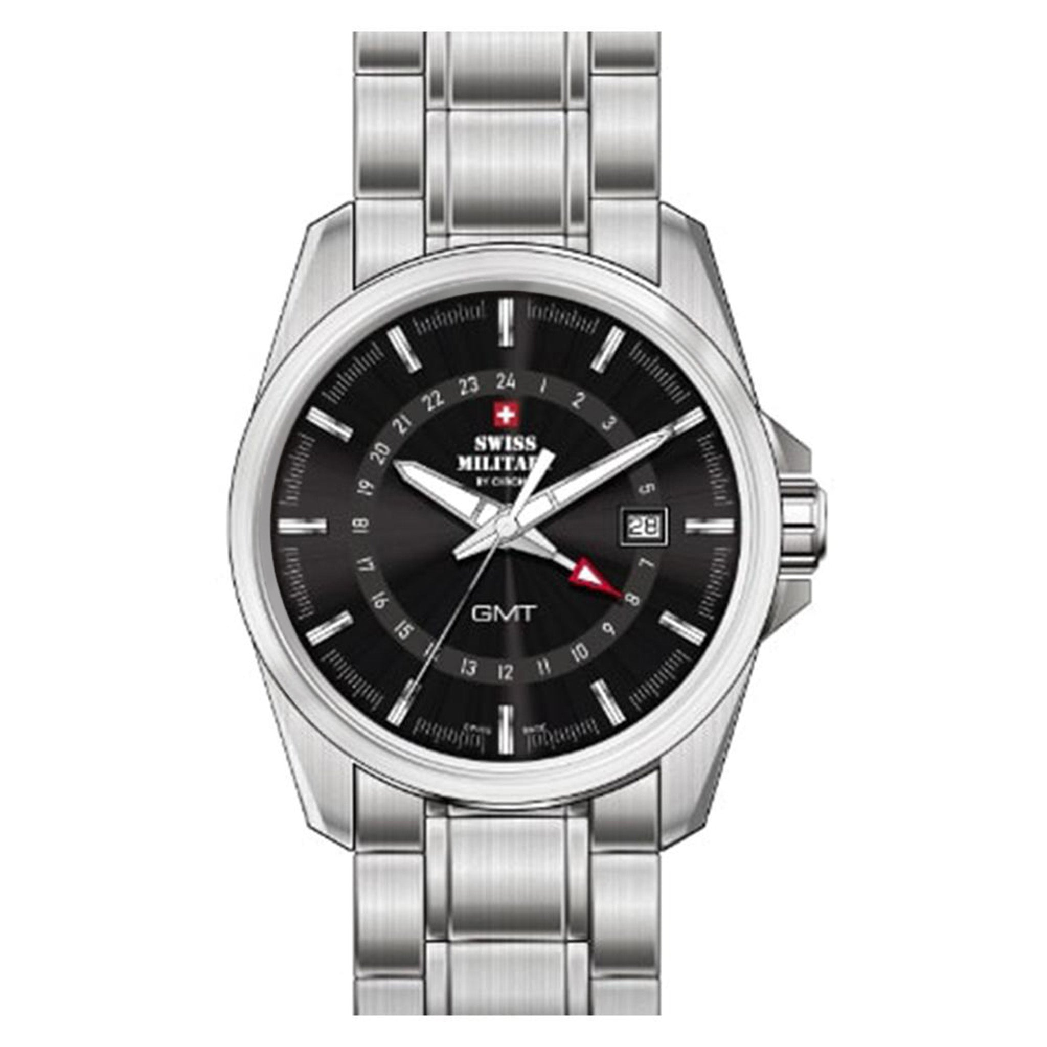Swiss Military Silver Steel Black Dial Men's Swiss Made Watch - SM34034.10