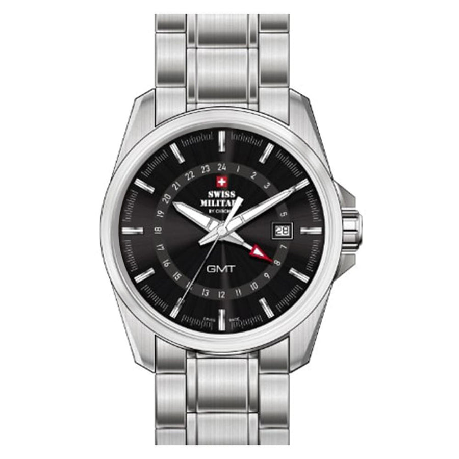 Swiss Military Silver Steel Black Dial Men's Watch - Sm34034.10 – The 