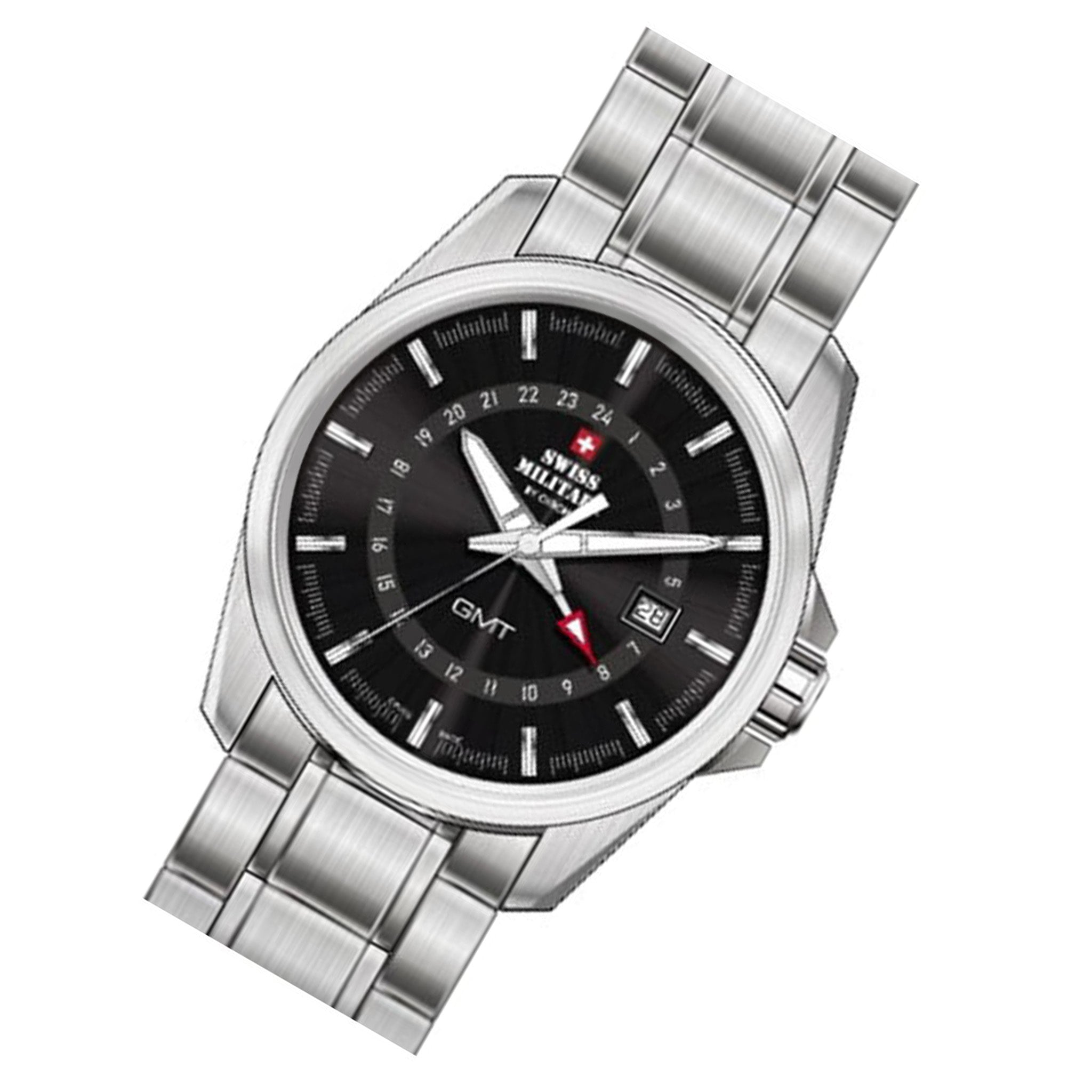 Swiss Military Silver Steel Black Dial Men's Swiss Made Watch - SM34034.10