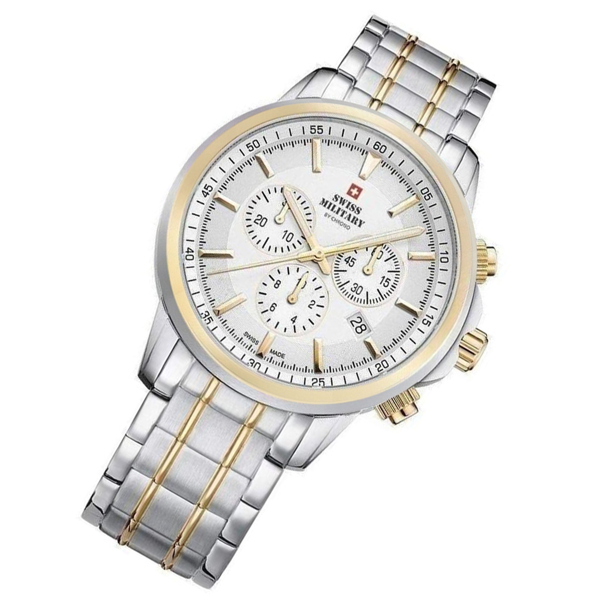 Swiss Military Two-tone Steel White Dial Chronograph Men's Watch - SM34052.05