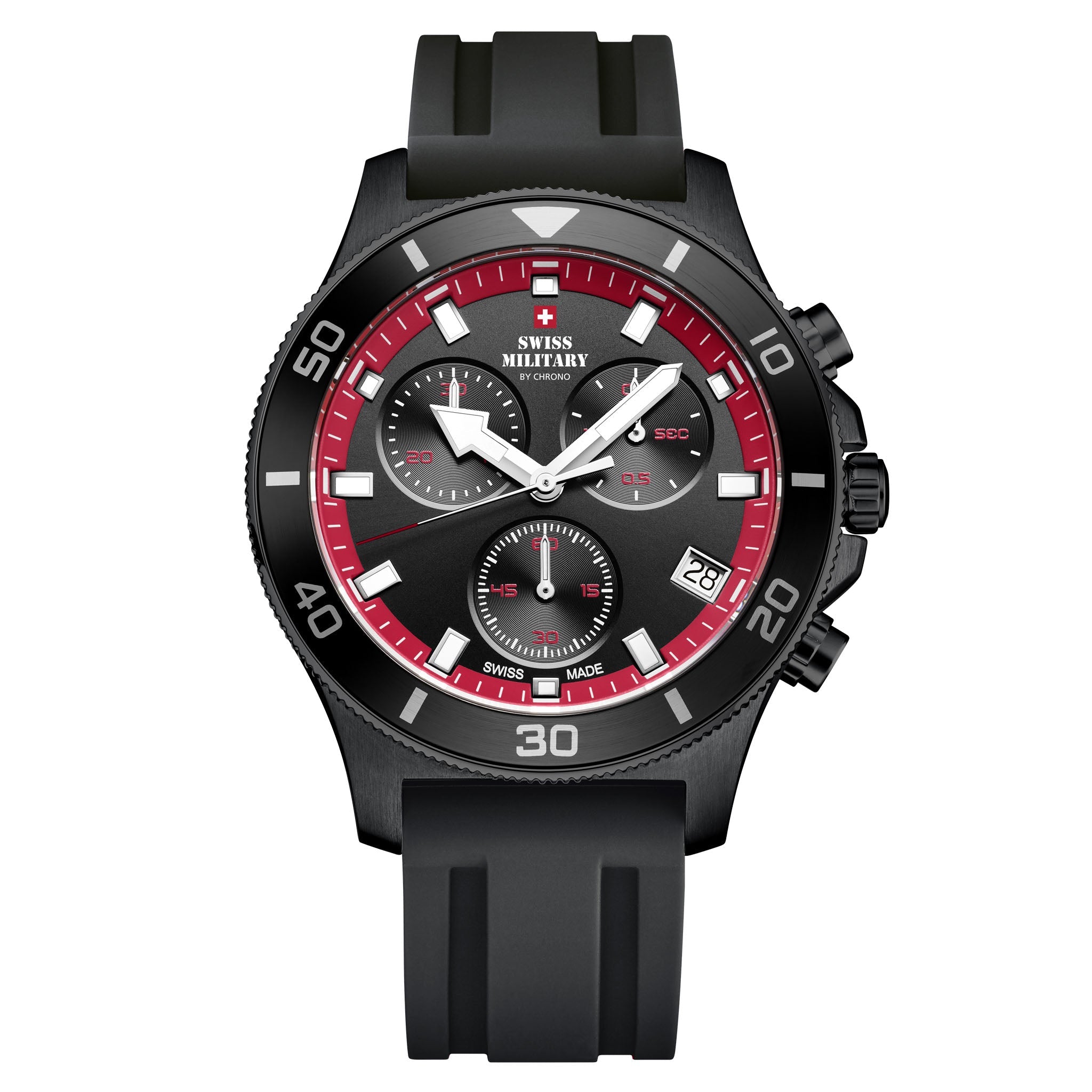 Swiss Military Black Silicone Band Men's Watch - SM34067.14