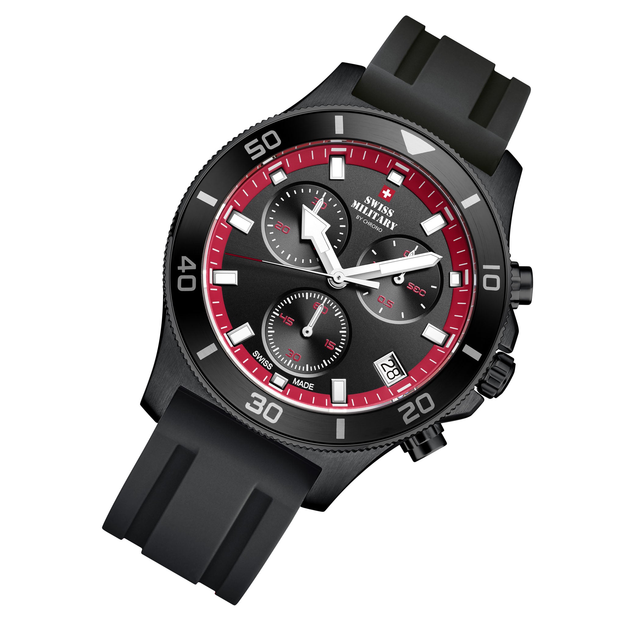 Swiss Military Black Silicone Chronograph Men's Swiss Made Watch - SM34067.14