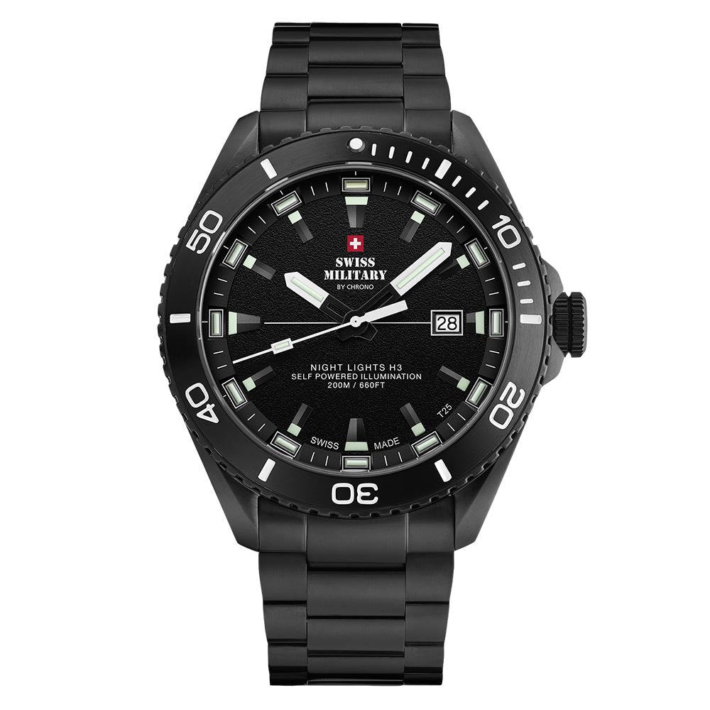 Swiss Military Stainless Steel Black Dial Men's Watch - SM34080.03