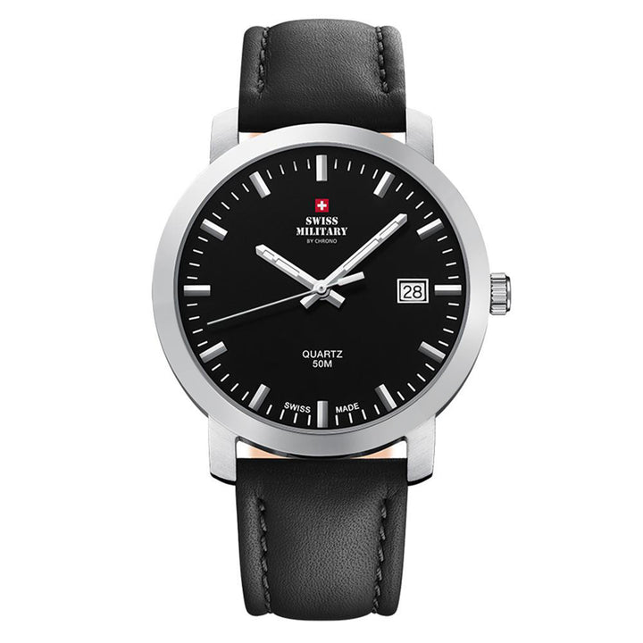 Swiss Military Classic Black Leather Men's Watch - SM34083.04