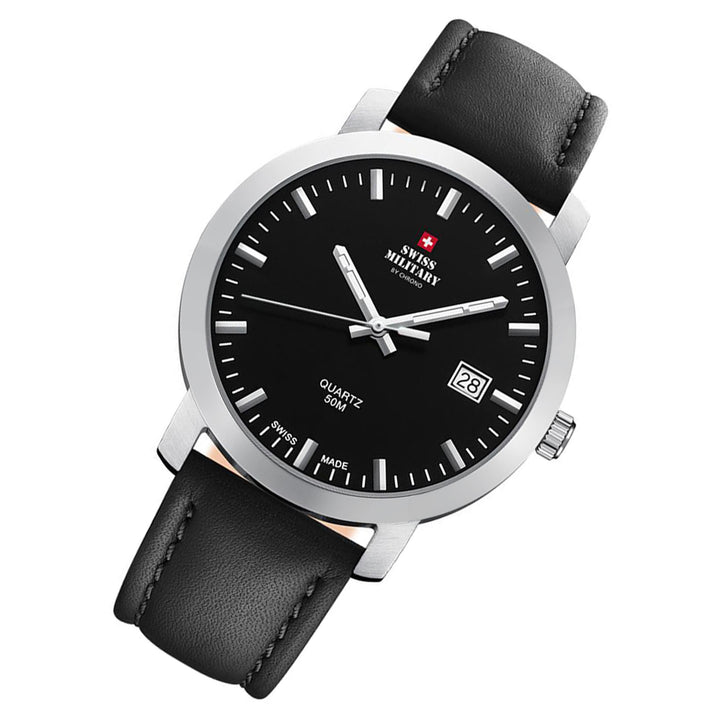 Swiss Military Classic Black Leather Men's Watch - SM34083.04