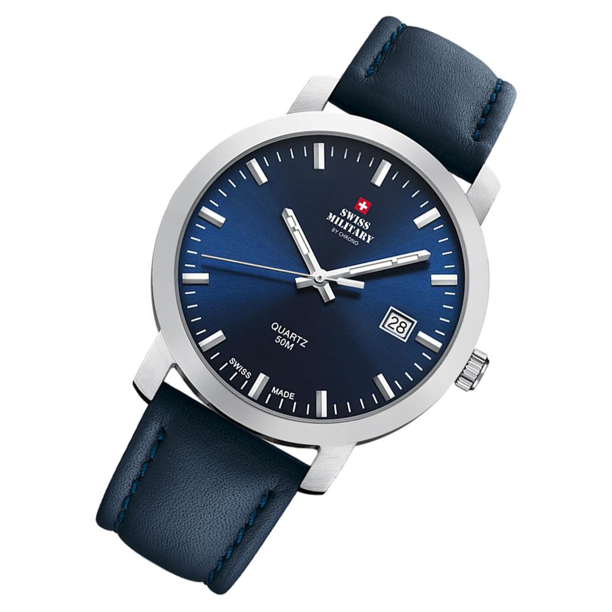 Swiss Military Classic Blue Leather Men's Swiss Made Watch - SM34083.06