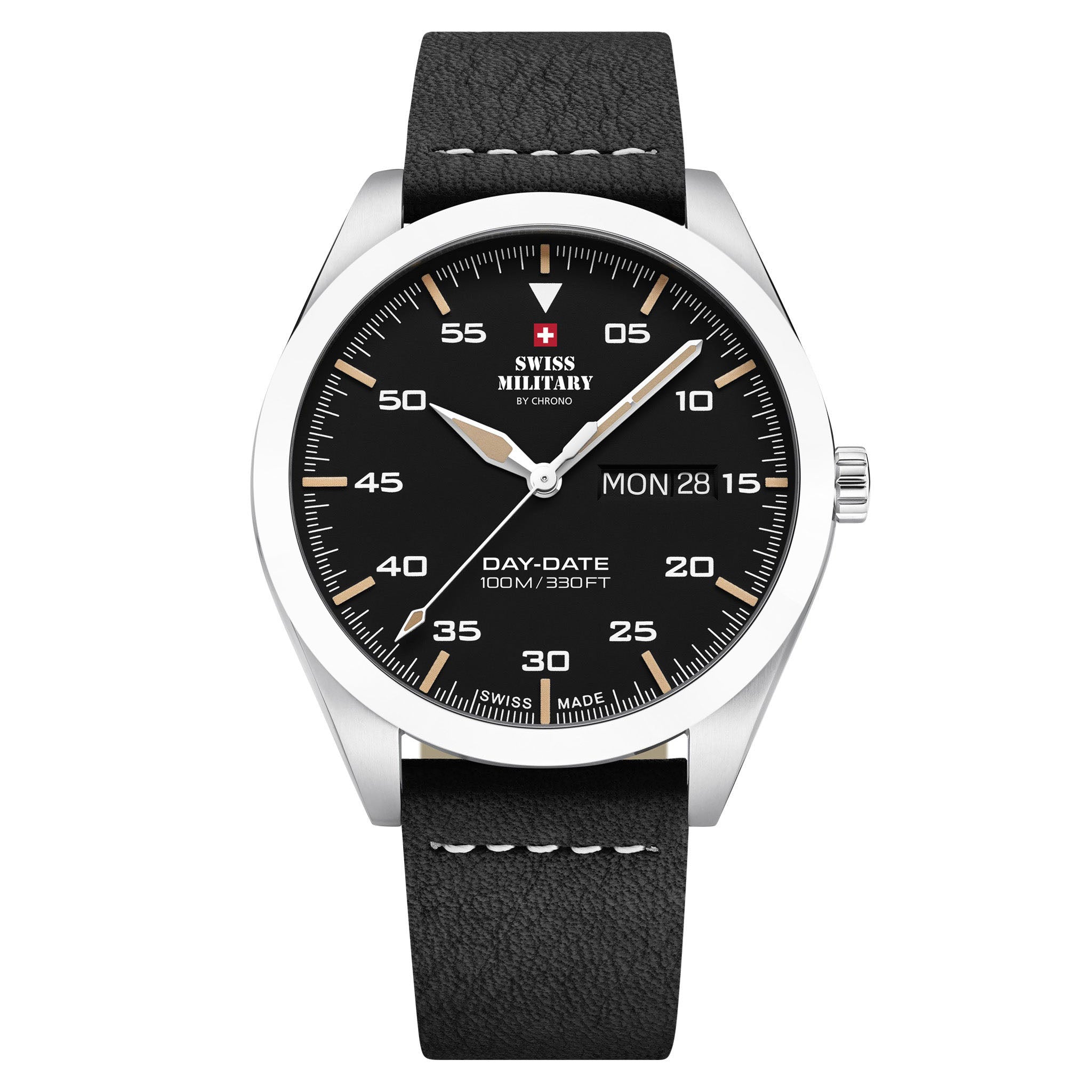 Swiss Military Black Leather Men's Swiss Made Watch - SM34087.04