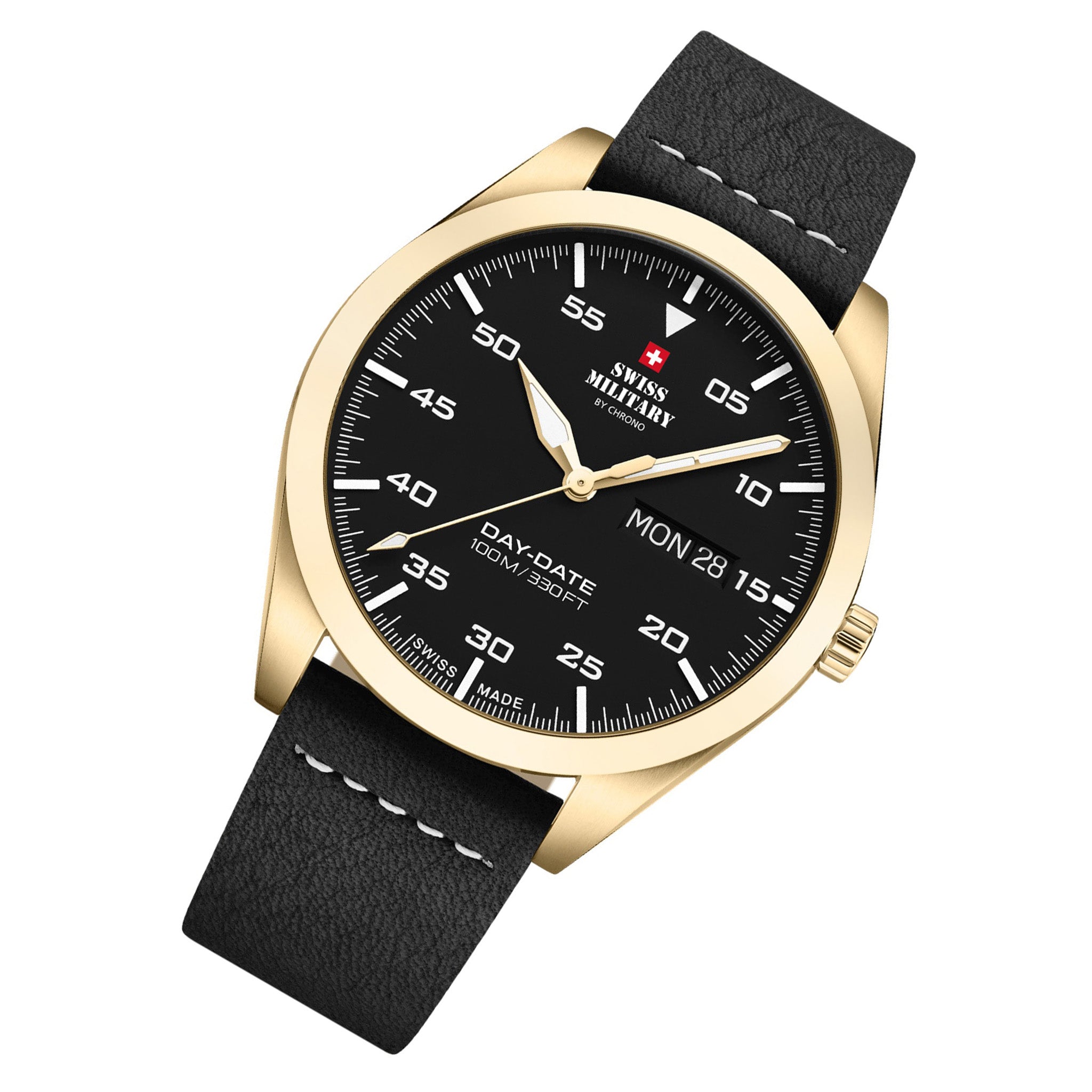 Swiss Military Black Leather Men's Swiss Made Watch - SM34087.06