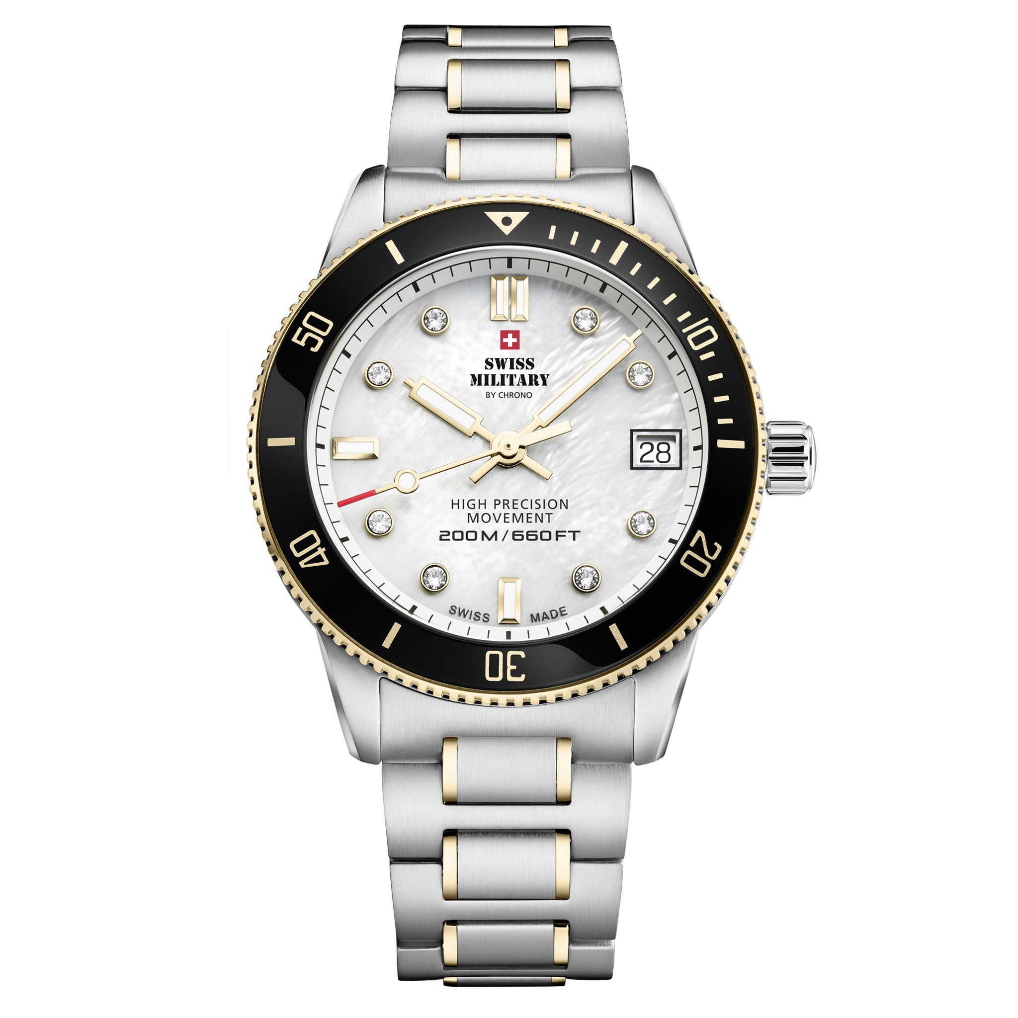 Swiss Military Two-Tone Steel White Dial Women's Watch - SM34089.04