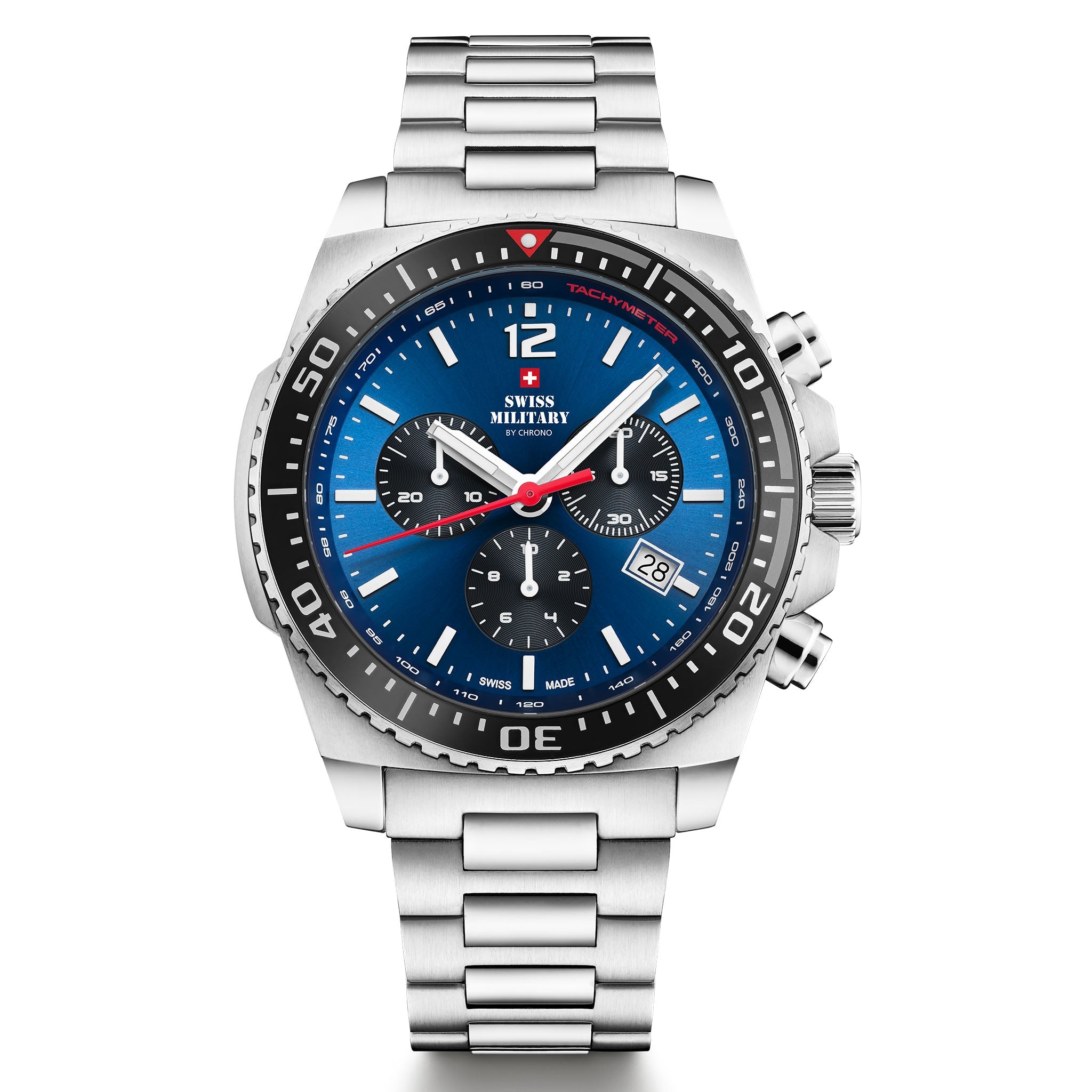 Swiss Military Silver Stainless Steel Blue Dial Men's Watch - SM34093.02