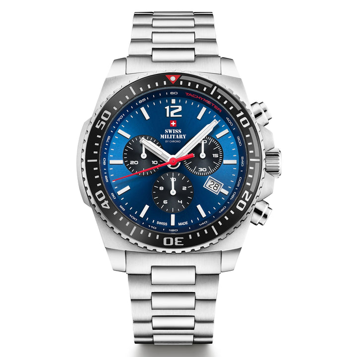Swiss Military Silver Stainless Steel Blue Dial Men's Watch - SM34093.02