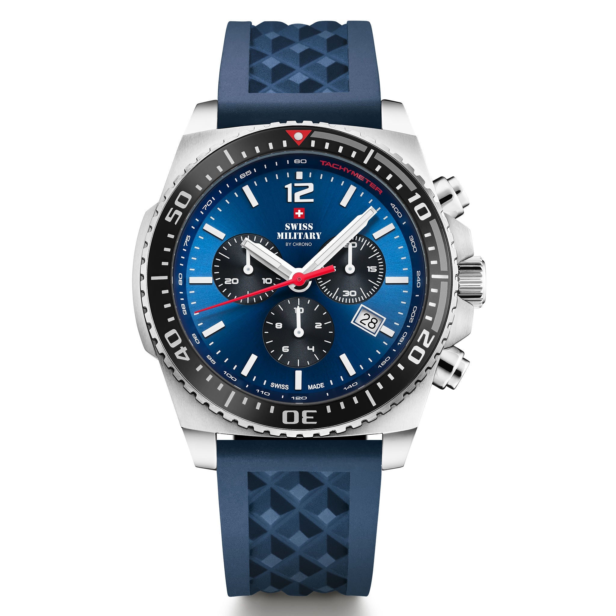 Swiss Military Black Rubber Blue Dial Men's Watch - SM34093.06