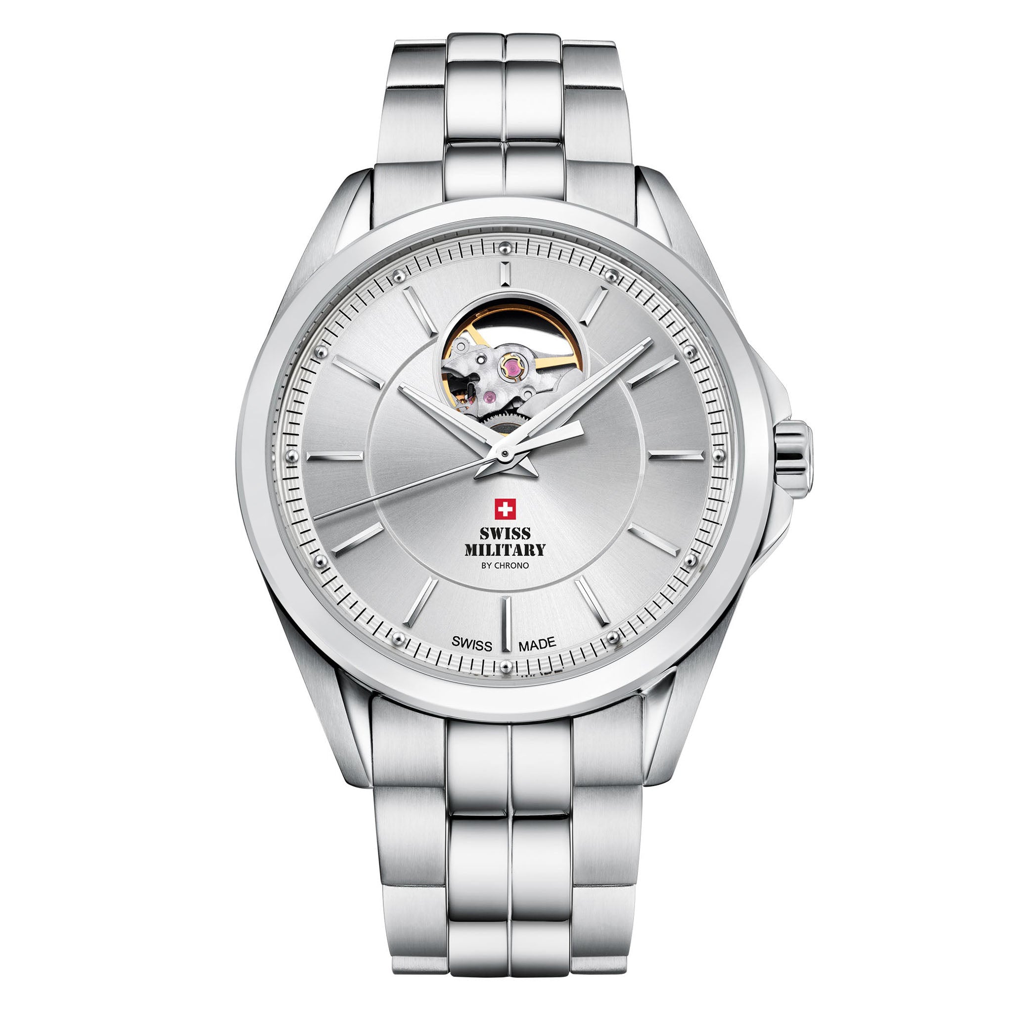 Swiss Military Silver Steel Automatic Men's Swiss Made Watch - SMA34085.22