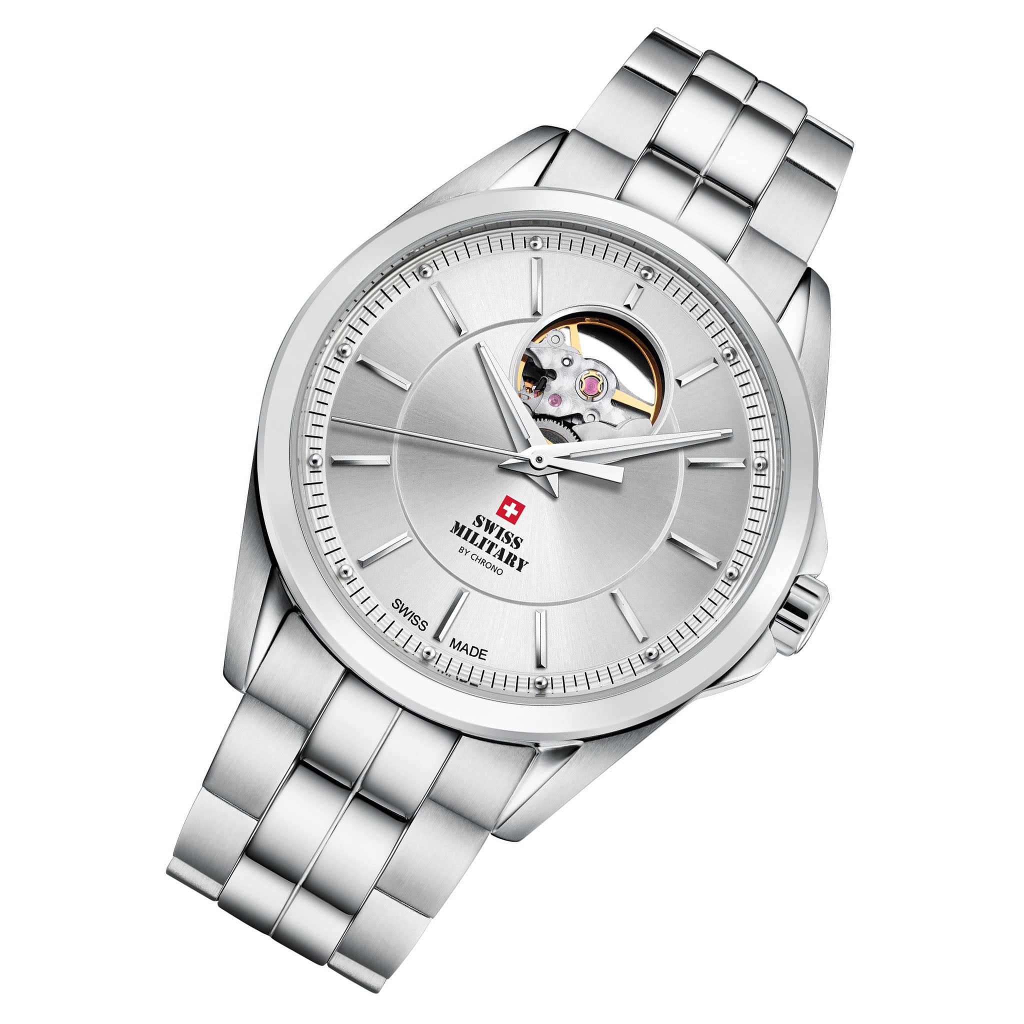 Swiss Military Silver Steel Automatic Men's Swiss Made Watch - SMA34085.22