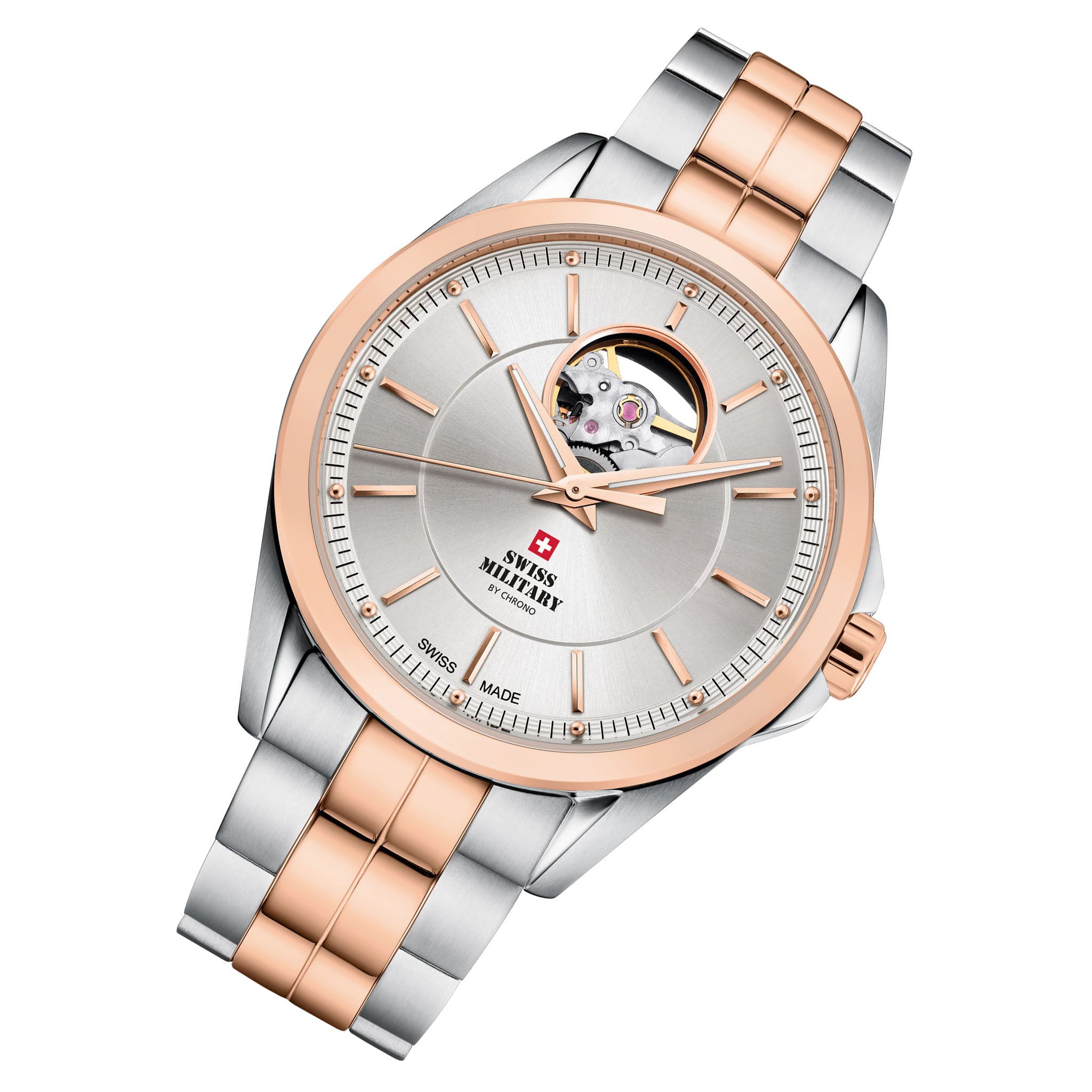 Swiss Military Two-Tone Steel Silver Dial Automatic Men's Swiss Made Watch - SMA34085.29