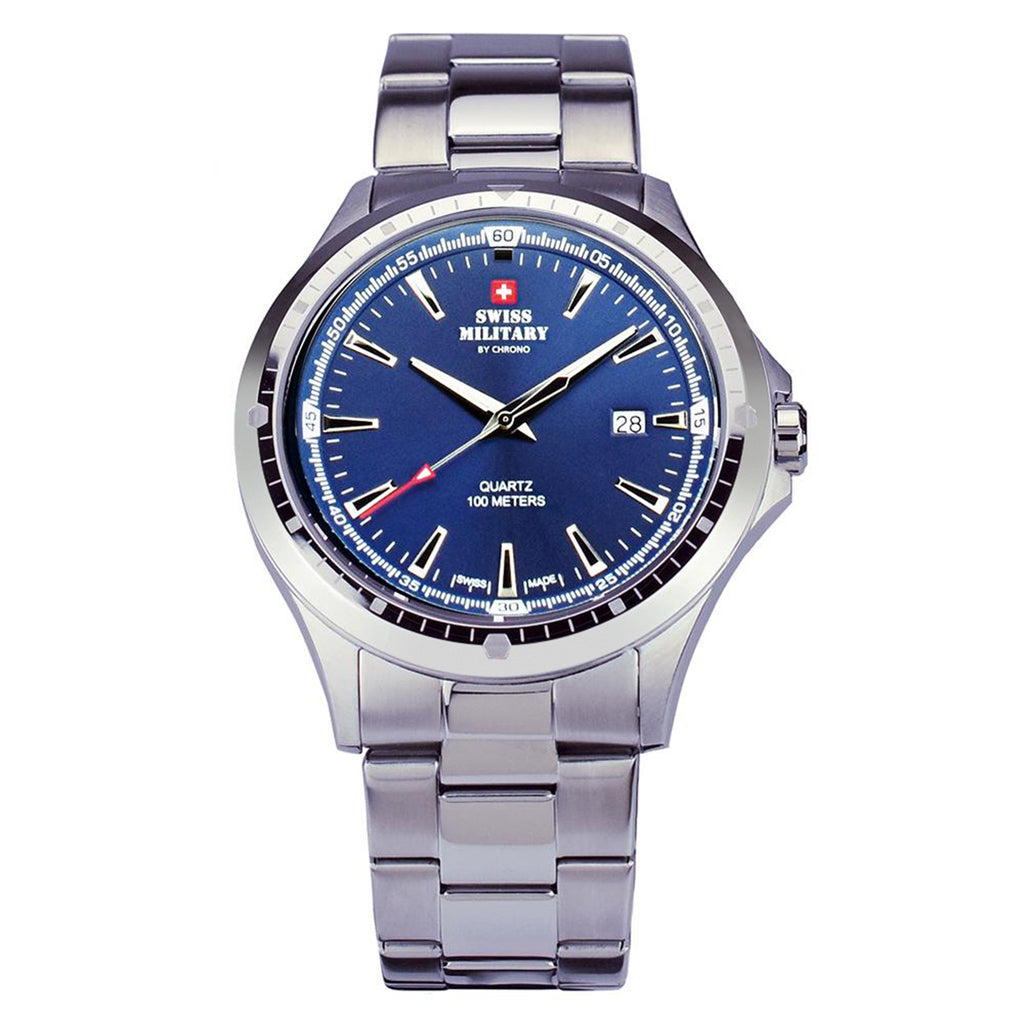 Swiss Military Stainless Steel Blue Dial Men's Swiss Made Watch - SMP3