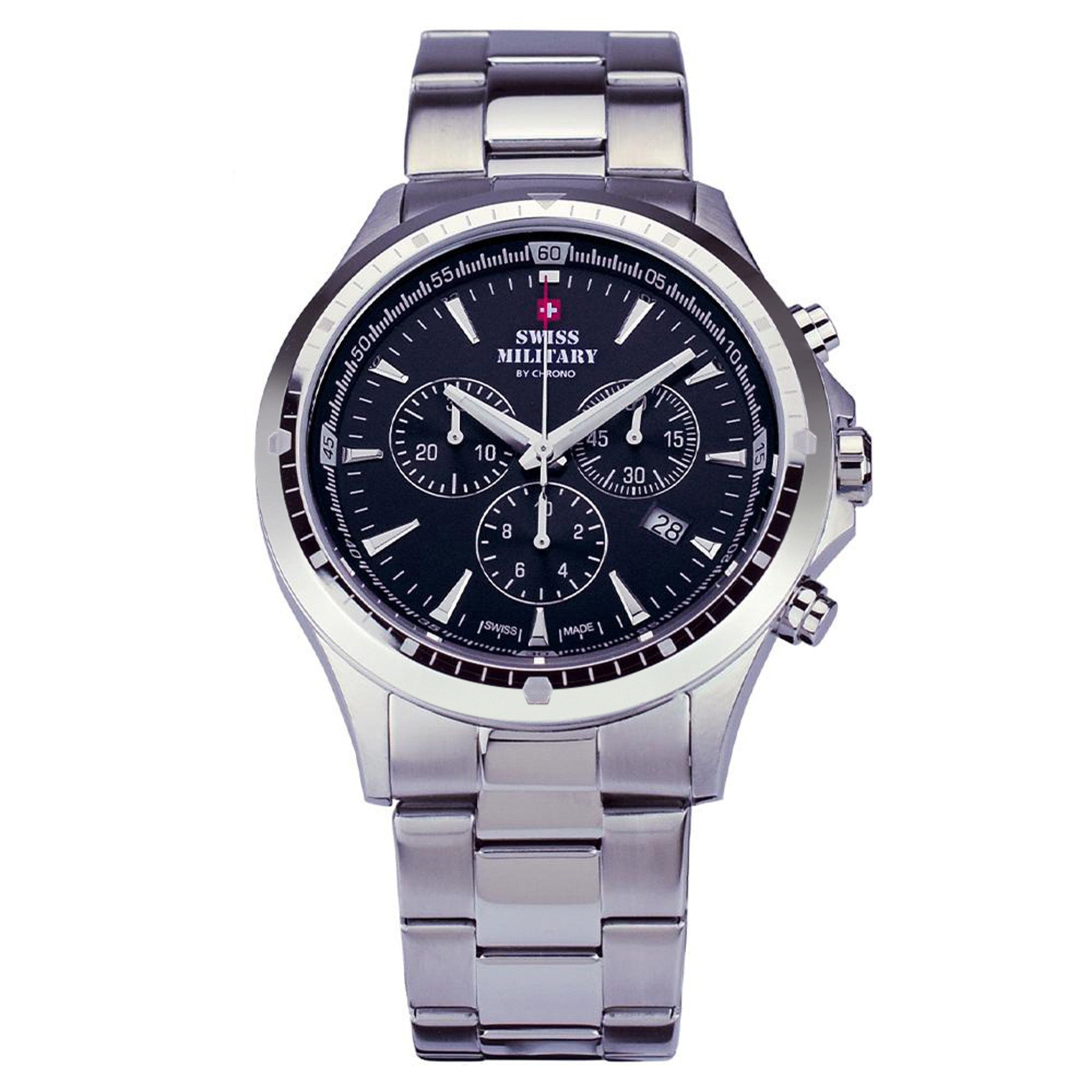 Swiss Military Stainless Steel Black Dial Chronograph Men's Swiss Made Watch - SMP34057.01