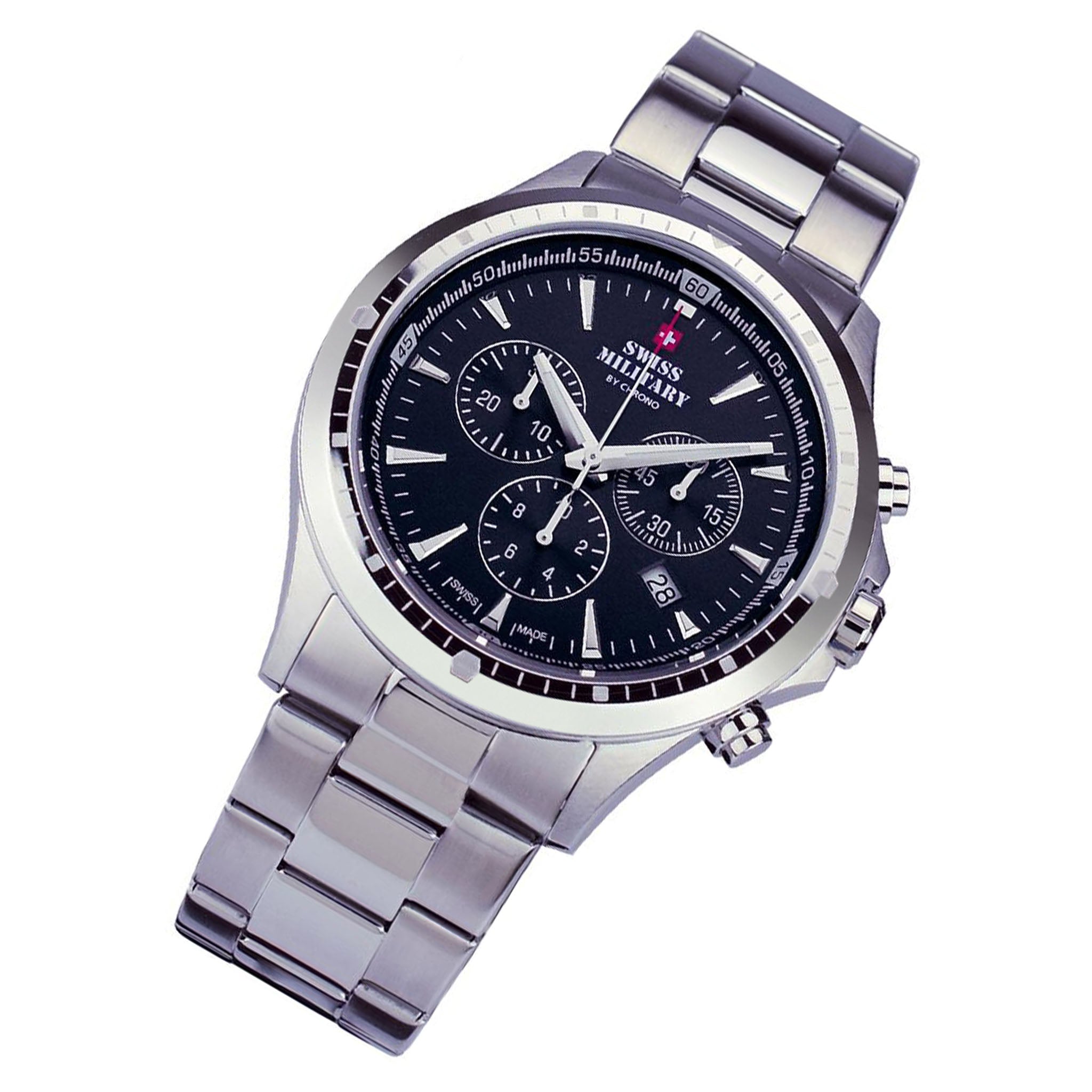 Swiss Military Stainless Steel Black Dial Chronograph Men's Swiss Made Watch - SMP34057.01