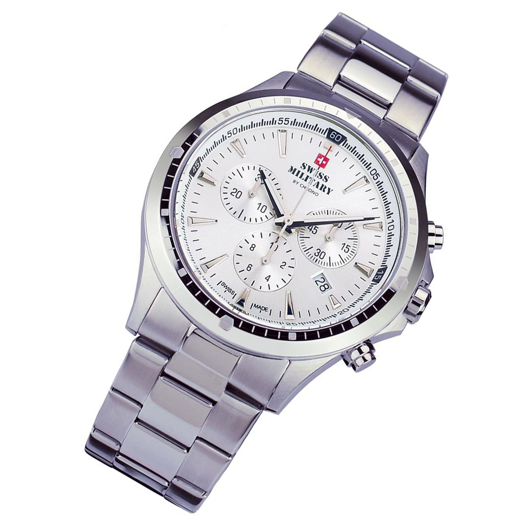 Swiss Military Stainless Steel Silver Dial Chronograph Men's Swiss Made Watch - SMP34057.02