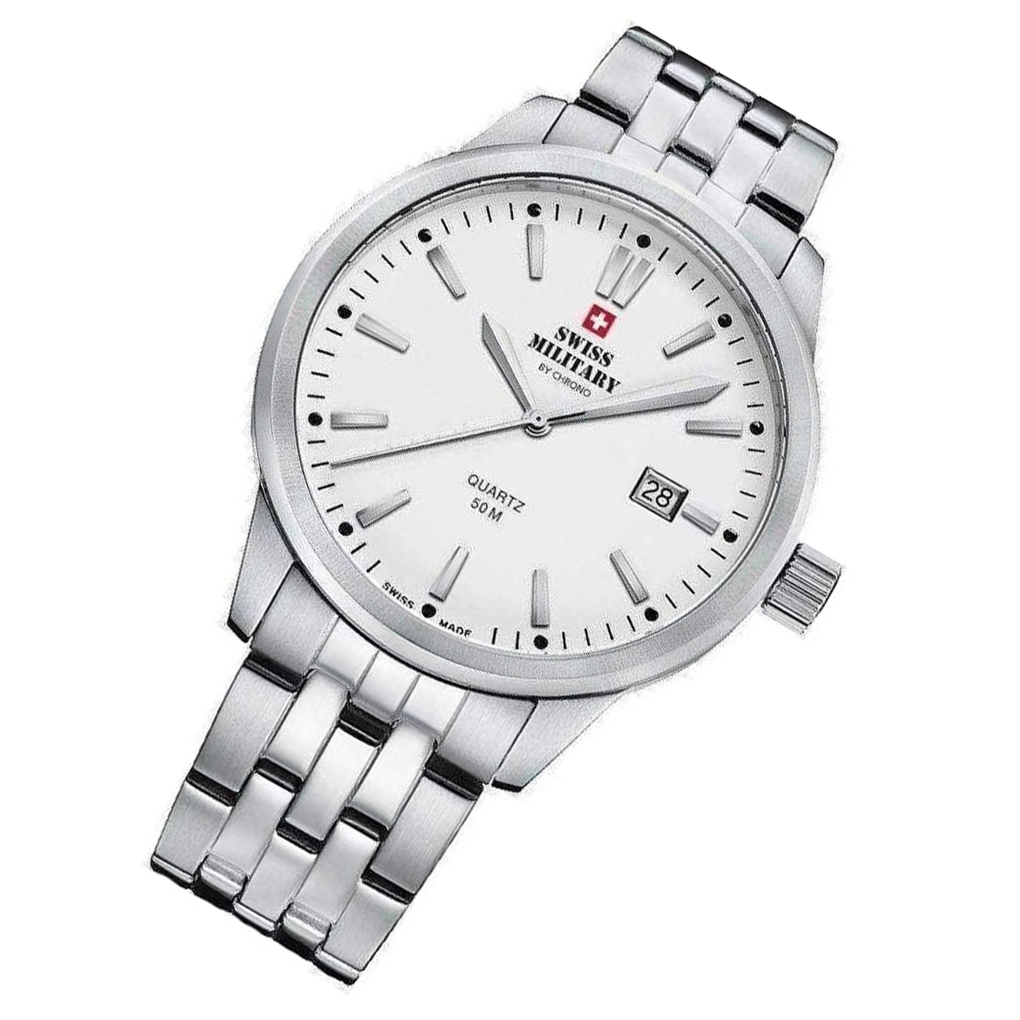 Swiss Military Stainless Steel White Dial Men's Watch - SMP36009.02