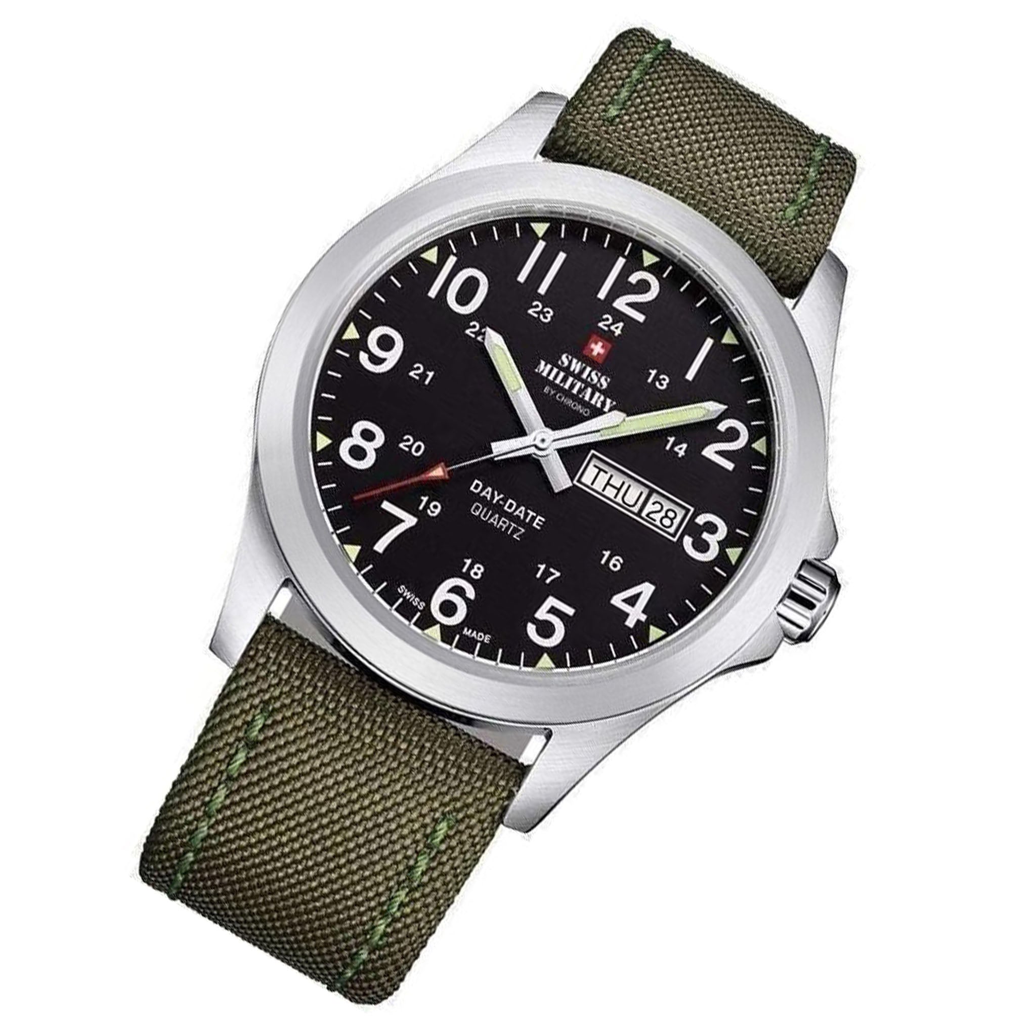 Swiss Military Army Green Fabric Black Dial Men s Watch SMP36040.05