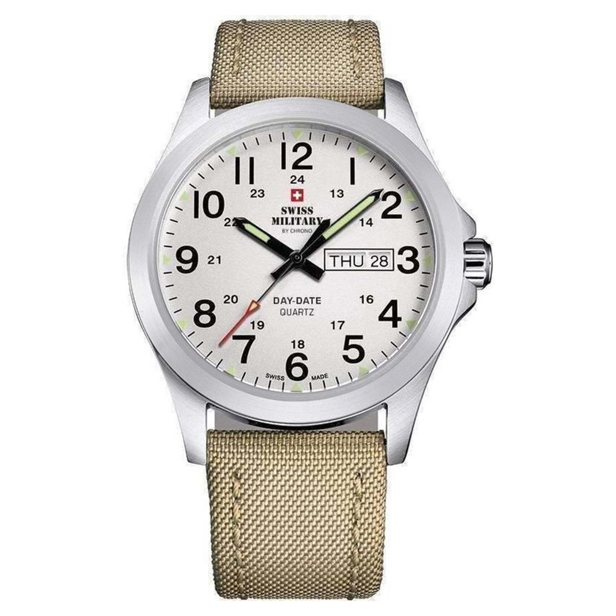 Swiss Military Cream Fabric White Dial Men's Watch - SMP36040.06