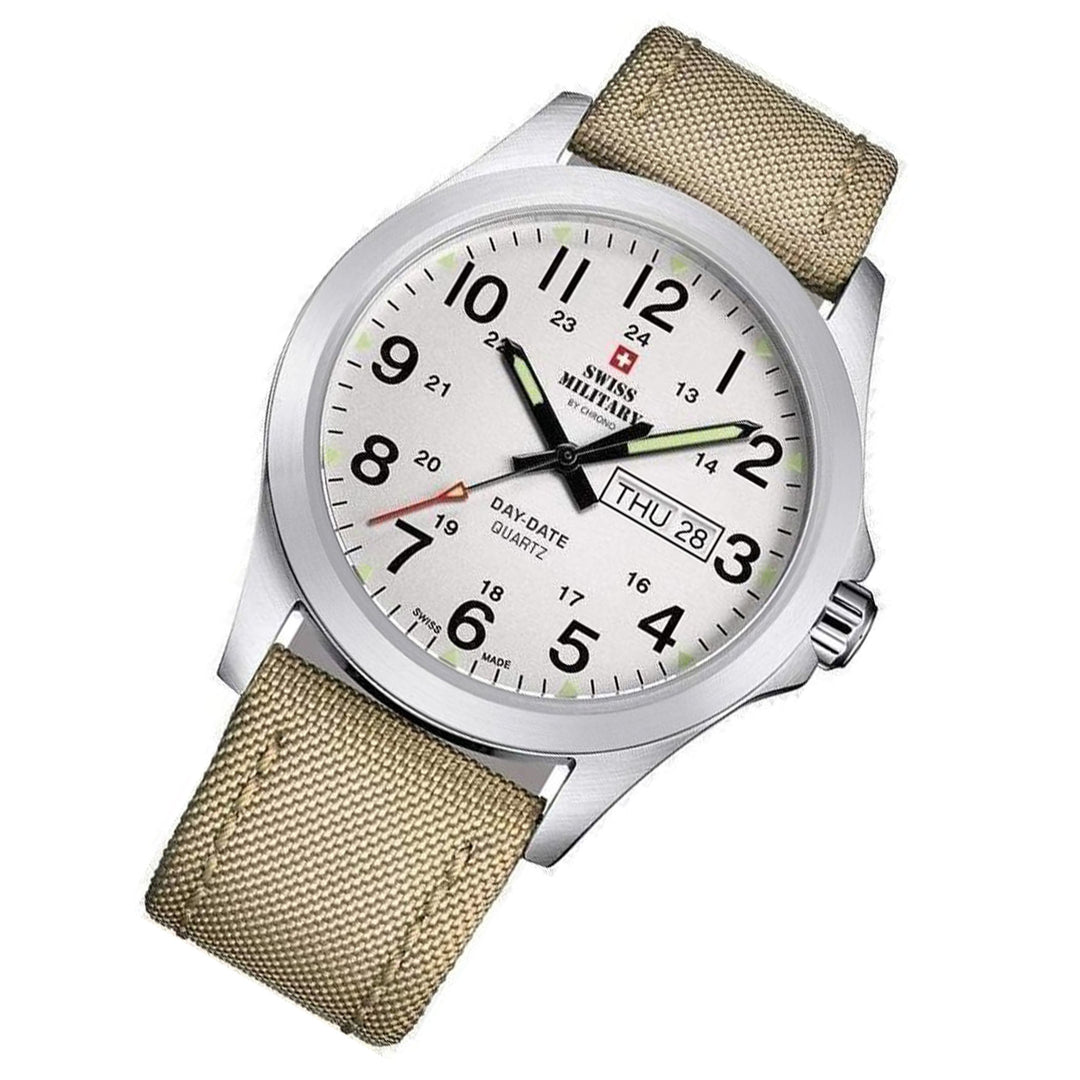 Swiss Military Cream Fabric White Dial Men's Watch - SMP36040.06