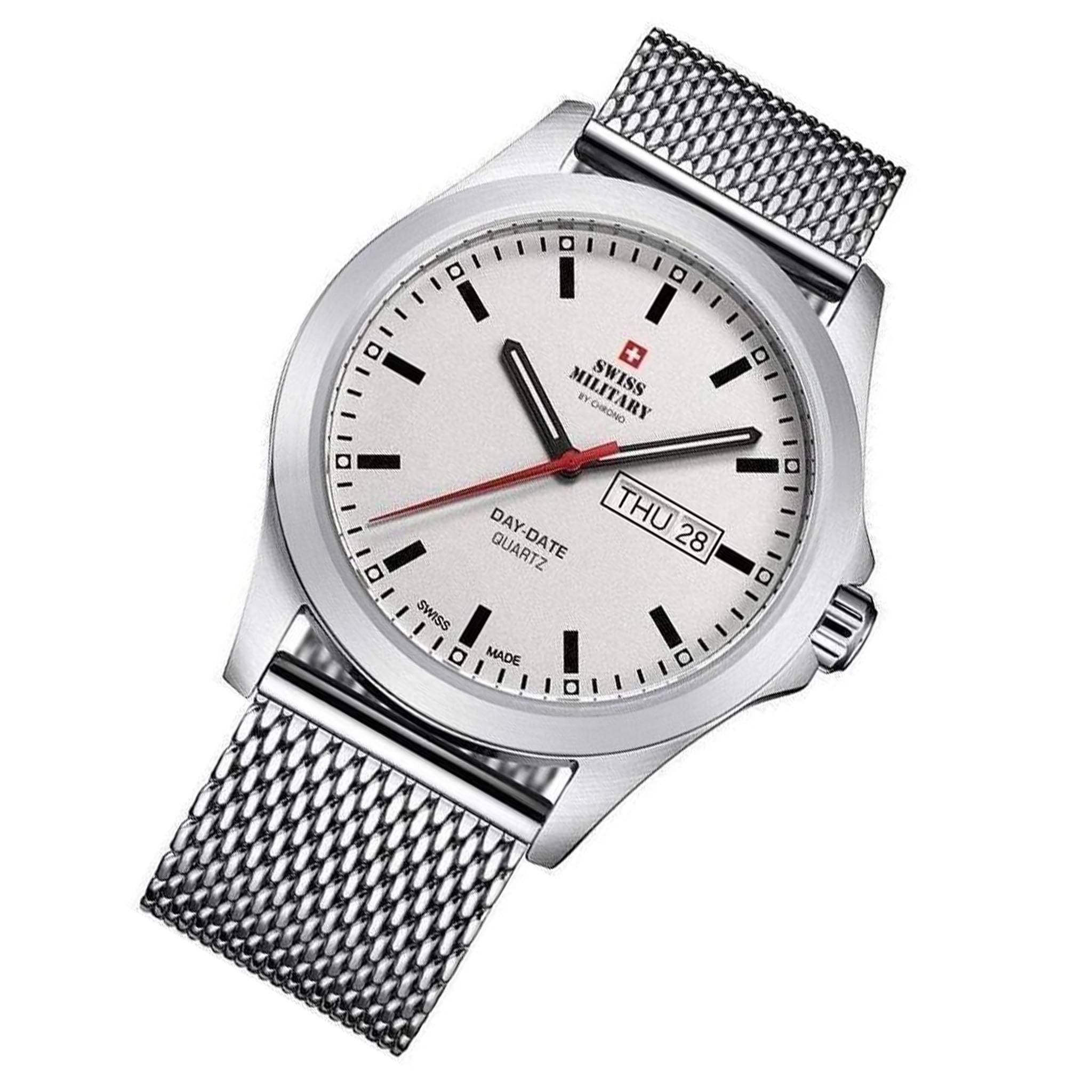 Swiss Military Silver Mesh White Dial Men's Watch - SMP36040.10