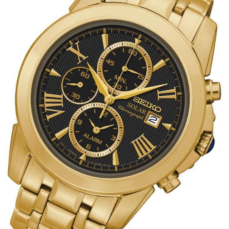 Seiko Le Grand Sport Gold Solar Chronograph Men's Watch - SSC196P-9