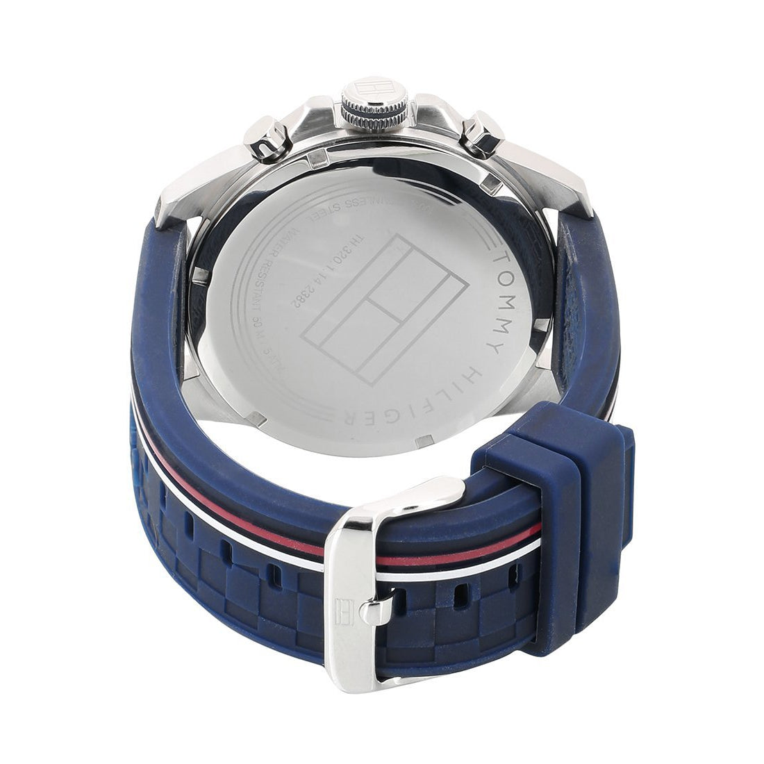 Tommy hilfiger men's navy silicone strap watch on sale 46mm