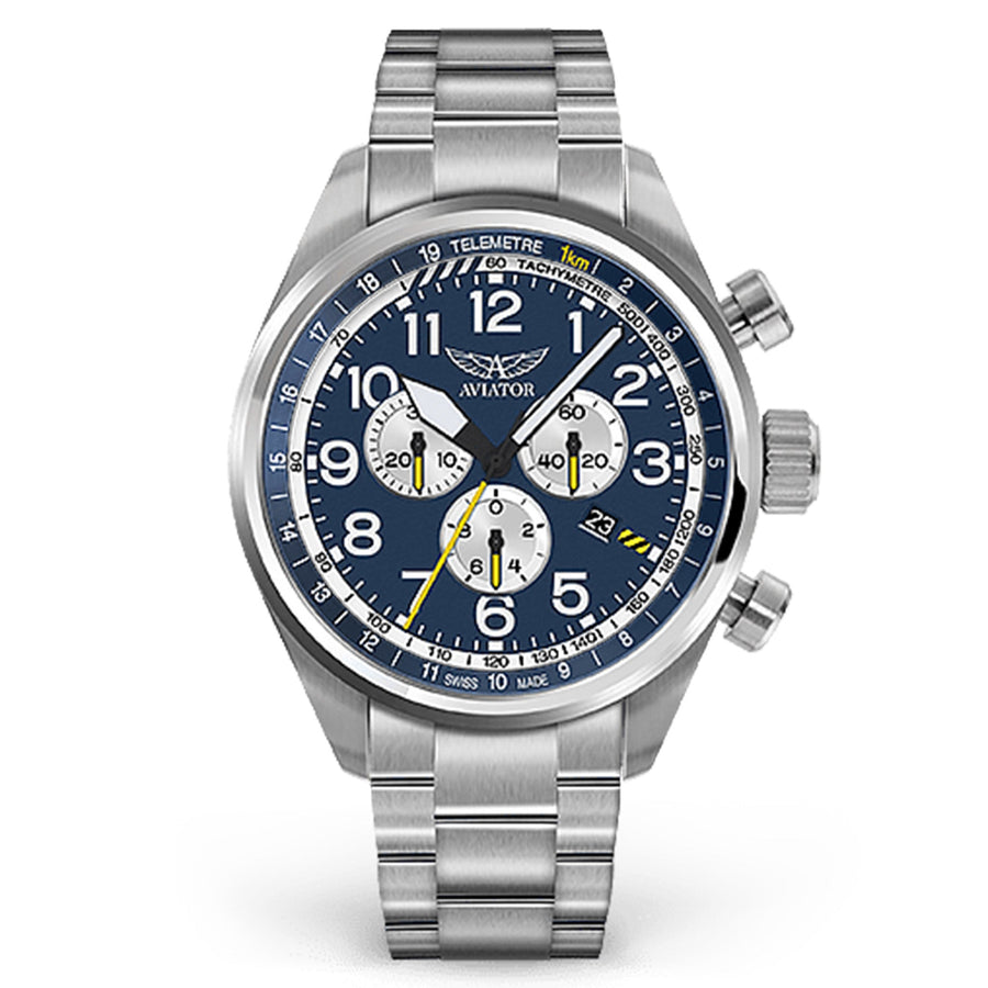 Aviator Stainless Steel Silver Steel Men's Watch - V22501705