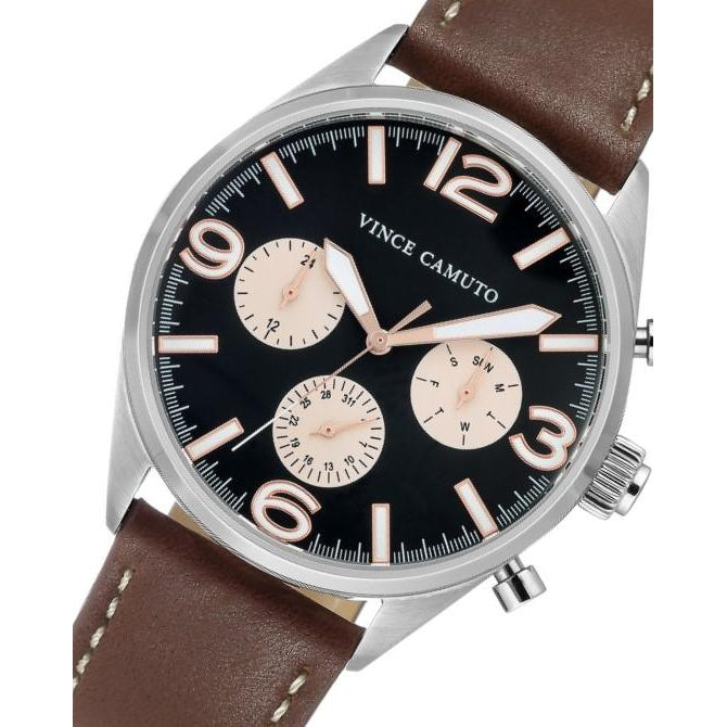 Vince Camuto Leather Men's Multi-function Watch - VC1102BKBN