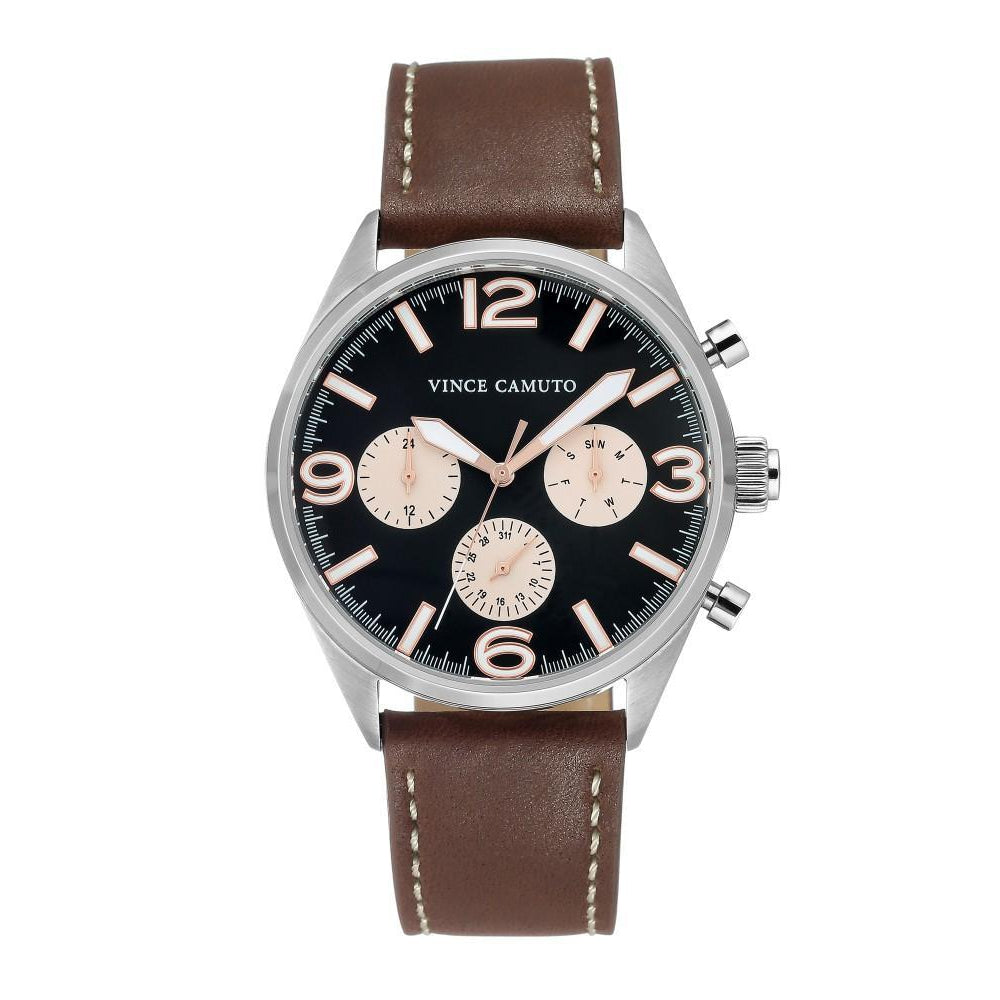 Vince Camuto Leather Men's Multi-function Watch - VC1102BKBN