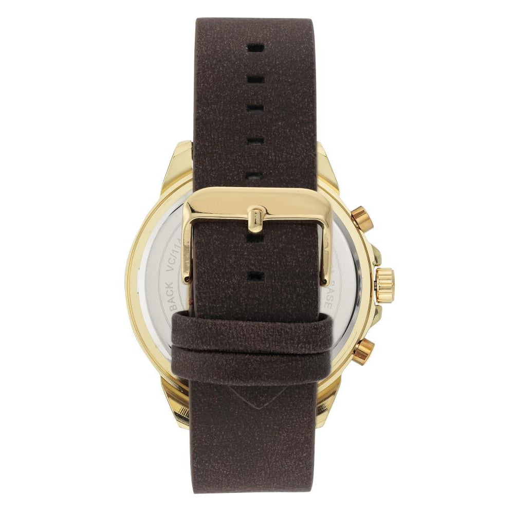 Vince Camuto Brown Polyurethane Band Blue Dial Multi-function Men's  Watch - VC1141BLGP