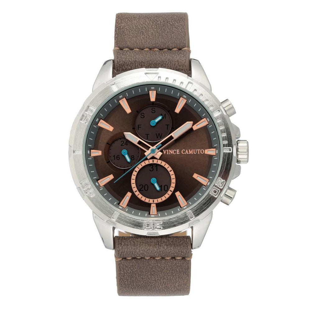 Vince Camuto Brown Polyurethane Band Men's  Watch - VC1141GYST