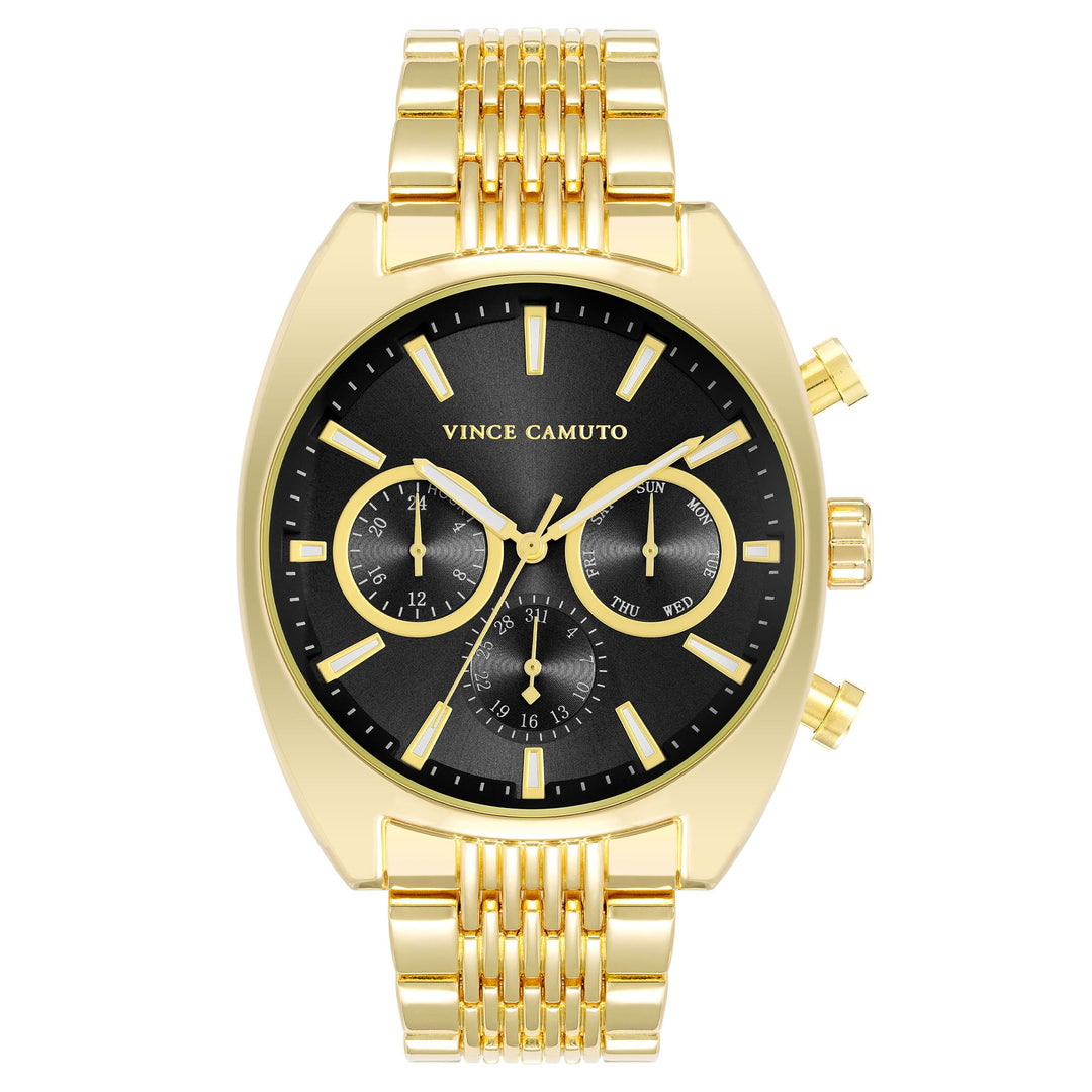 Vince Camuto Gold Steel Black Dial Multi-function Men's Watch - VC1040BKGP