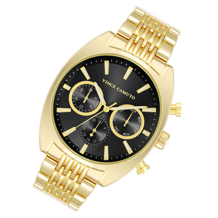 Vince Camuto Gold Steel Black Dial Multi-function Men's Watch - VC1040BKGP