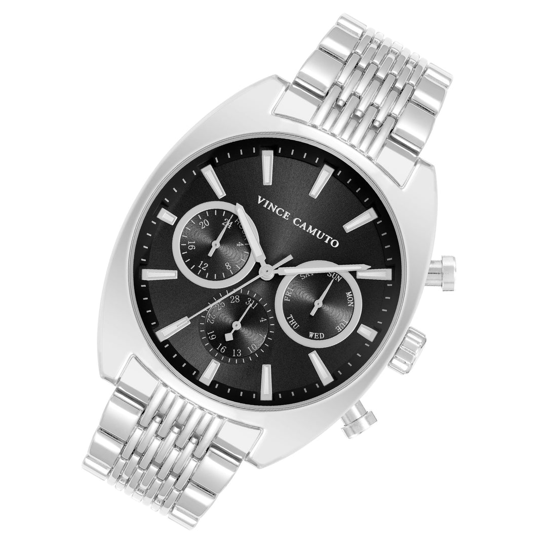 Vince Camuto Silver Steel Black Dial Multi-function Men's Watch - VC1040BKSV