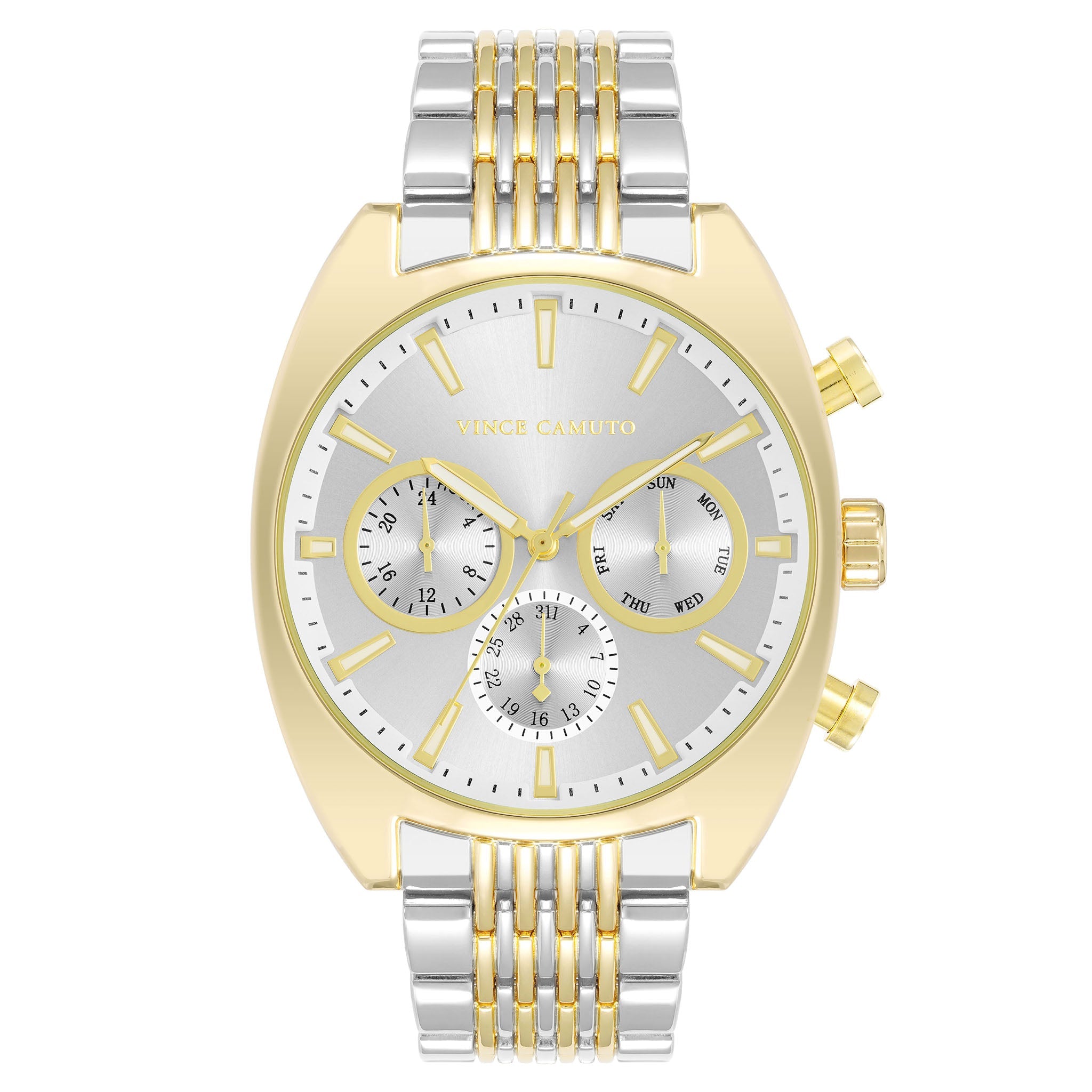 Vince Camuto Two-Tone Band Silver Dial Multi-function Men's Watch - VC1040WTTT