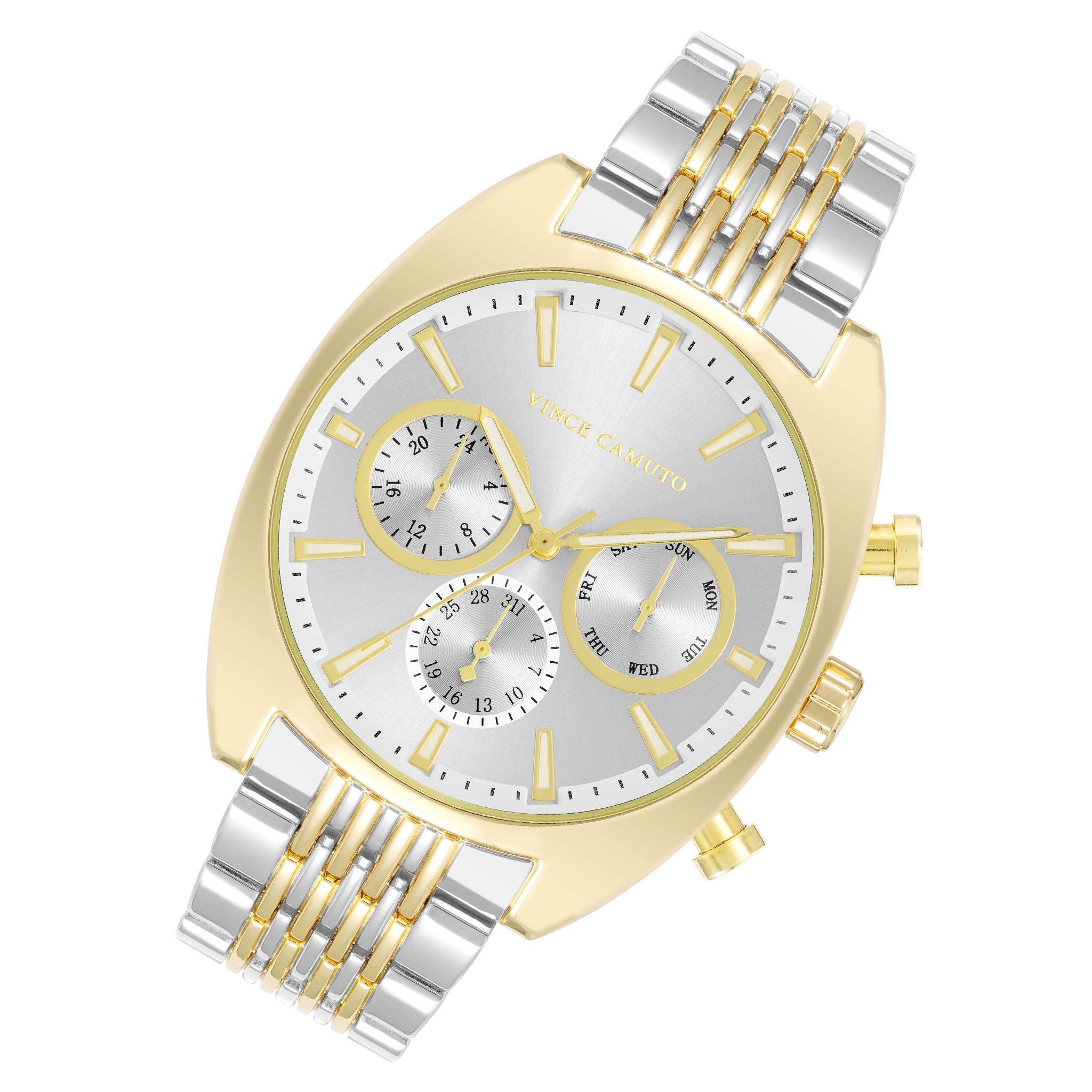 Vince Camuto Two-Tone Band Silver Dial Multi-function Men's Watch - VC1040WTTT