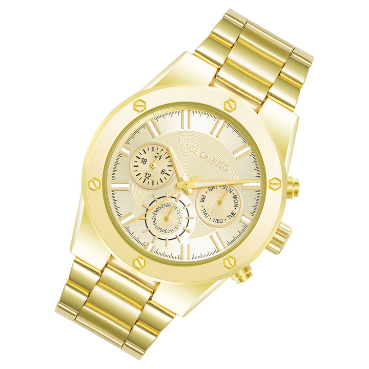 Vince Camuto Gold Steel Champagne Dial Multi-function Men's Watch - VC1104CHGP