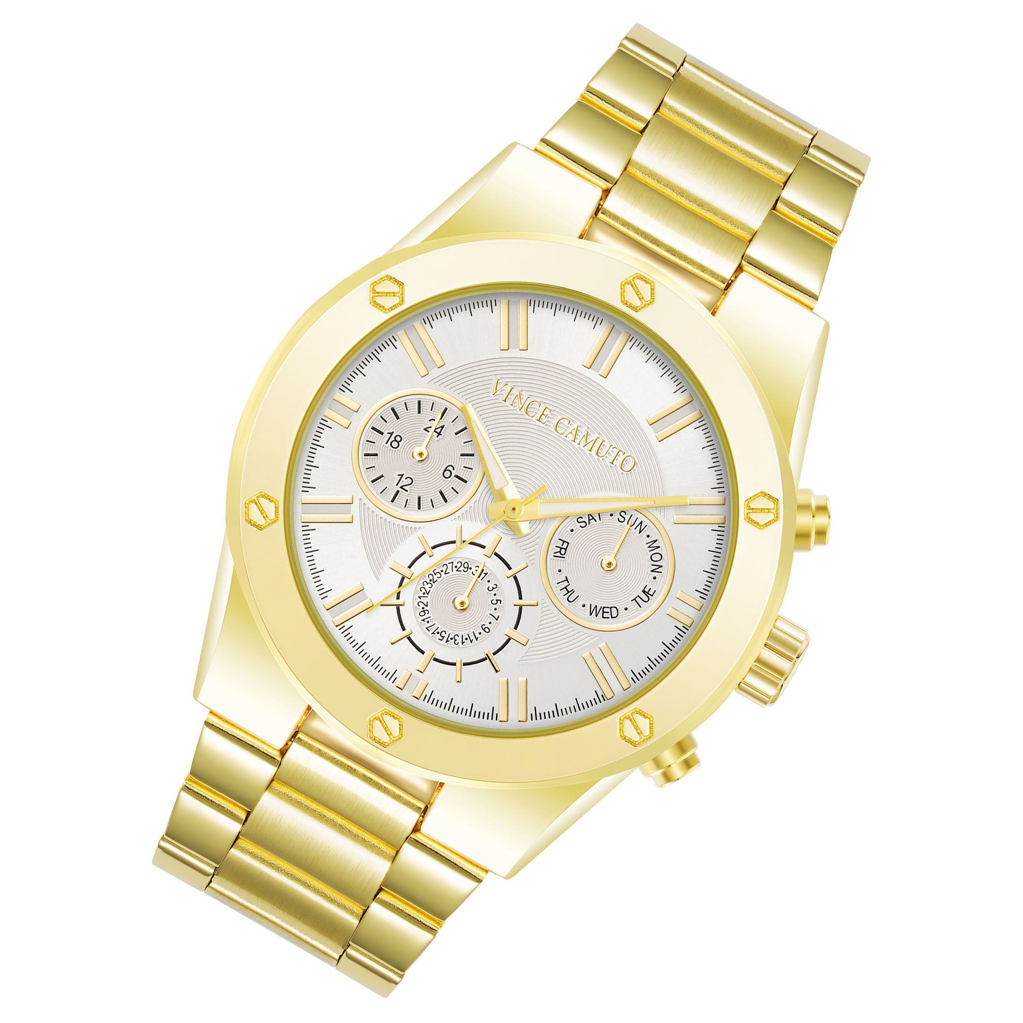 Vince Camuto Gold Steel Silver Dial Multi-function Men's Watch - VC1104WTGP