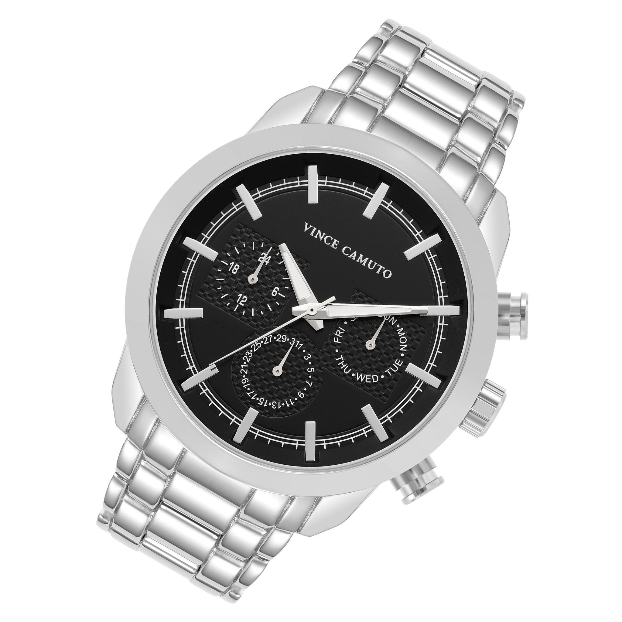 Vince Camuto Silver Band Black Dial Multi-function Men's Watch - VC1122BKSV