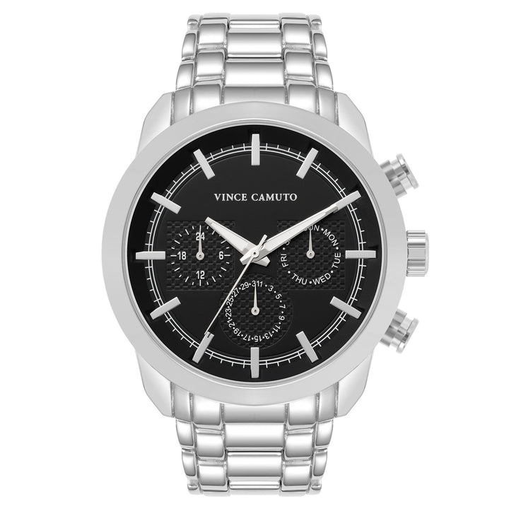 Vince Camuto Silver Band Black Dial Multi-function Men's Watch - VC1122BKSV