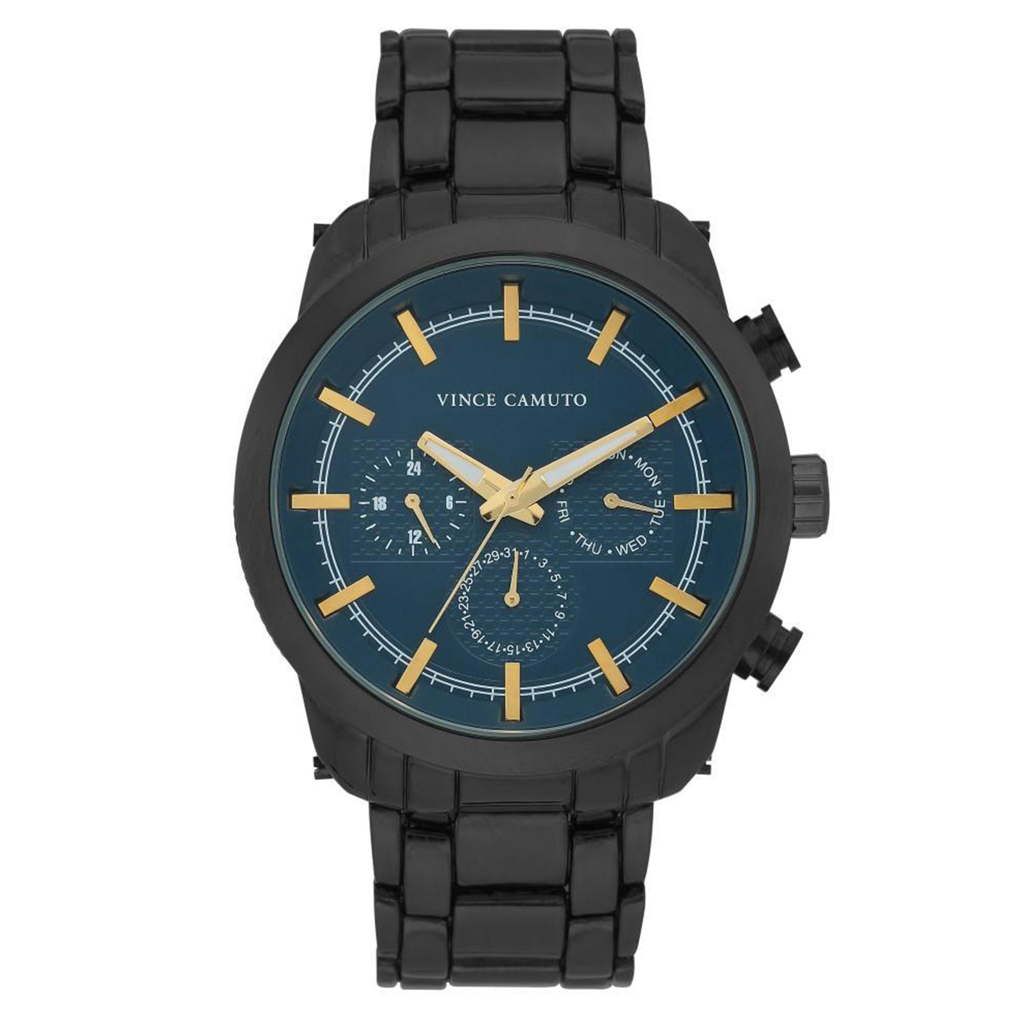 Vince Camuto Black Steel Blue Dial Multi-function Men's Watch - VC1122NVBK