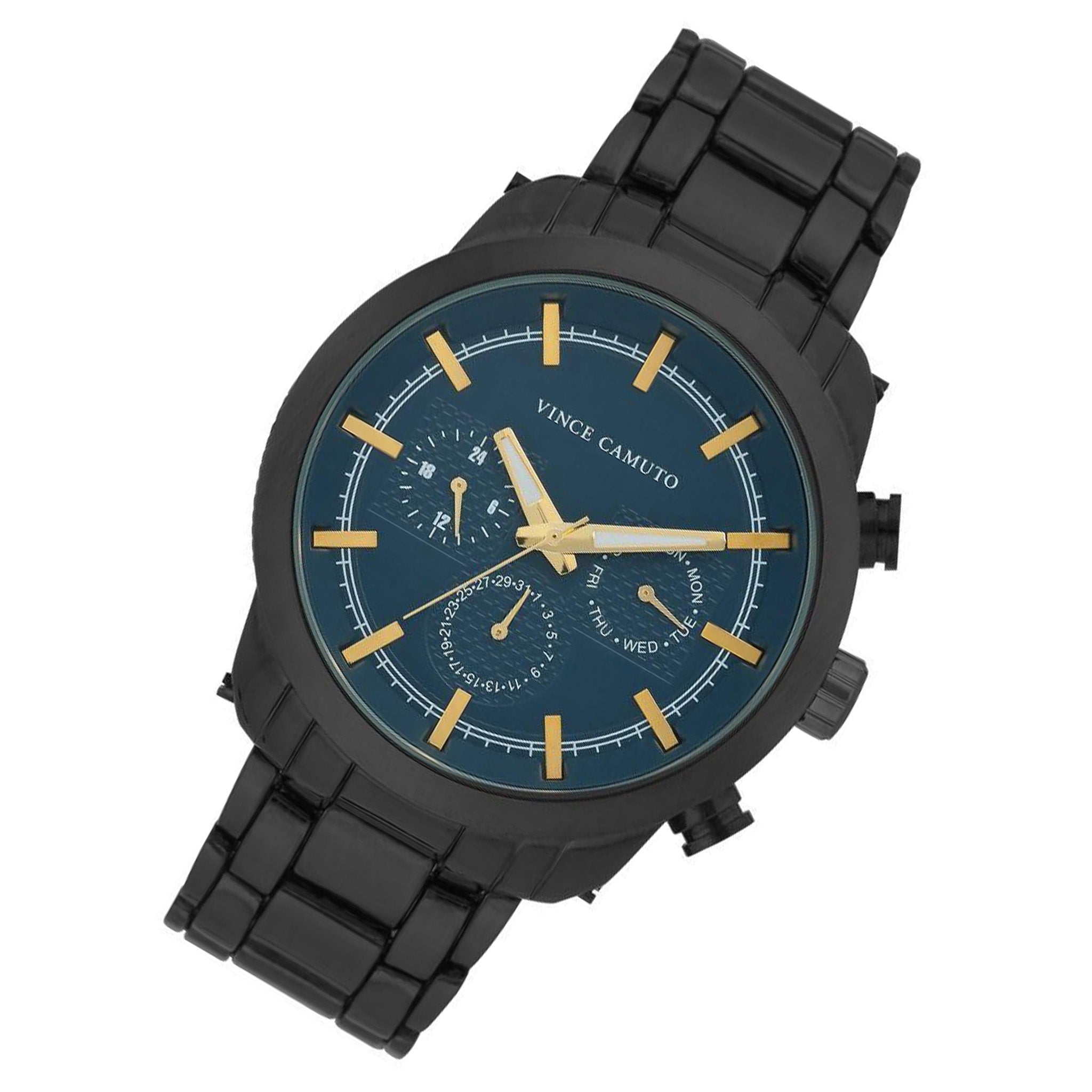 Vince Camuto Black Steel Blue Dial Multi-function Men's Watch - VC1122NVBK