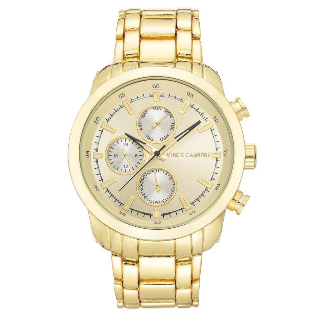 Vince Camuto Gold Steel Champagne Sunray Multi-function Men's Watch - VC1133CHGP