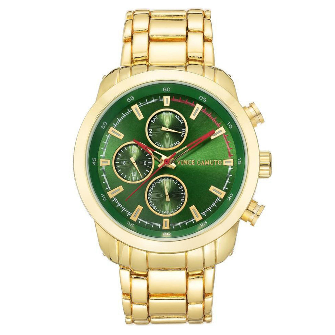 Vince Camuto Gold Steel Green Dial Multi-function Men's Watch - VC1133GRGP