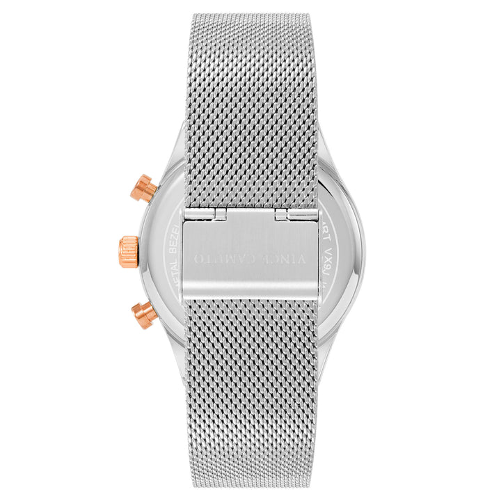 Vince Camuto Silver Mesh Rose Dial Multi-function Men's Watch - VC1134WTRT
